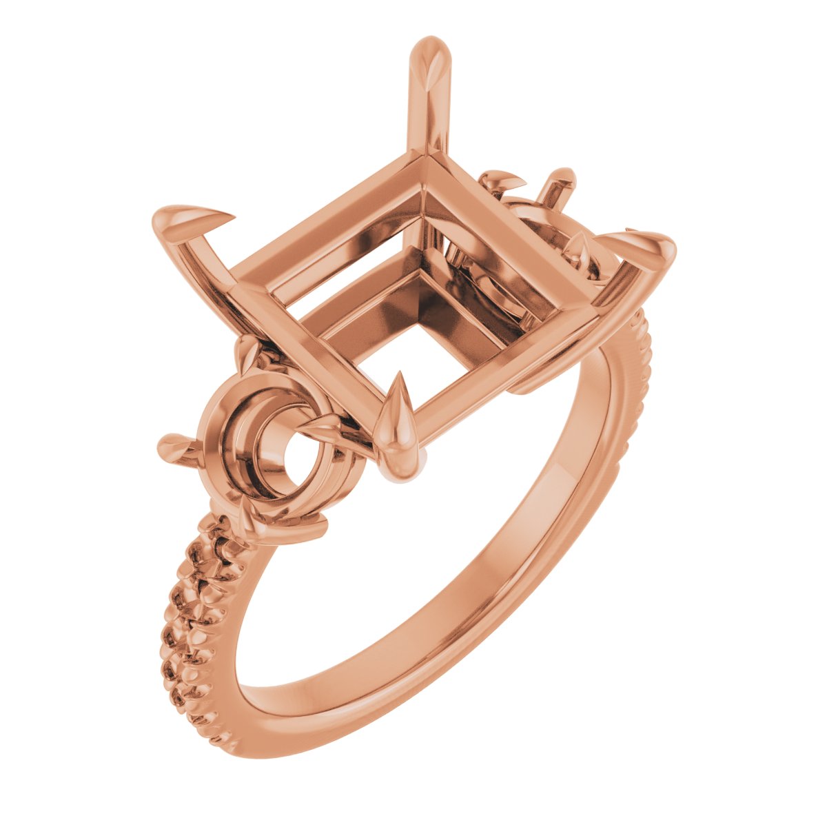 Claw-Prong Three-Stone Engagement Ring