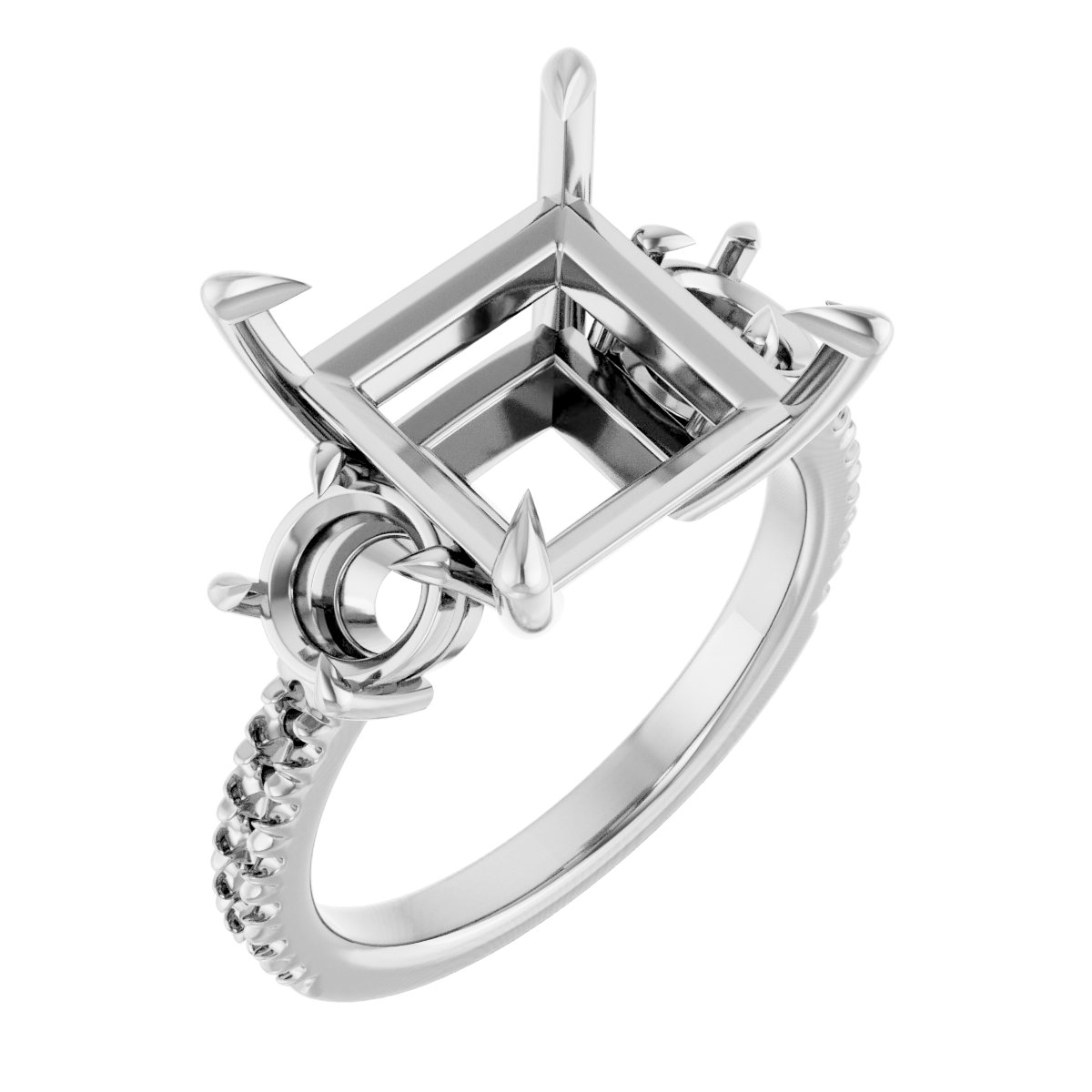 Claw-Prong Three-Stone Engagement Ring