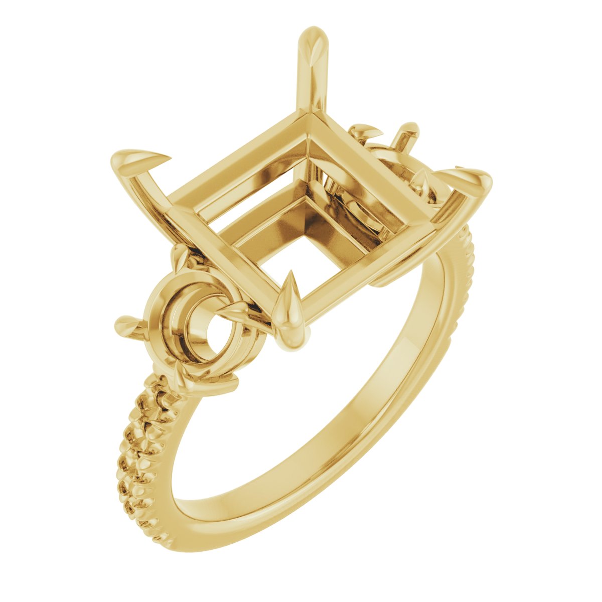 Claw-Prong Three-Stone Engagement Ring