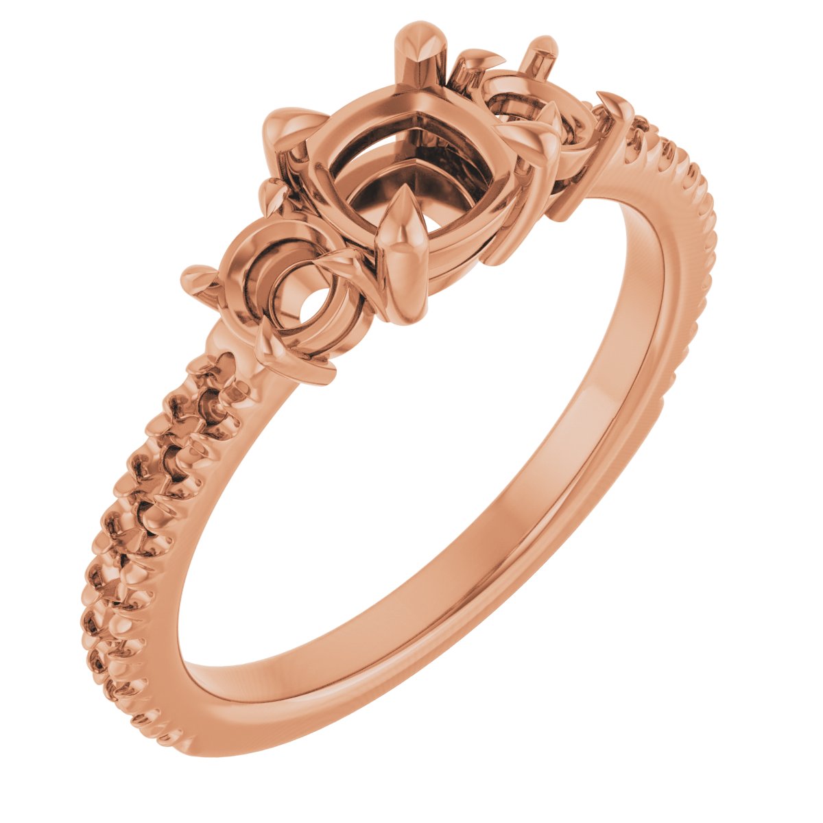 Claw-Prong Three-Stone Engagement Ring