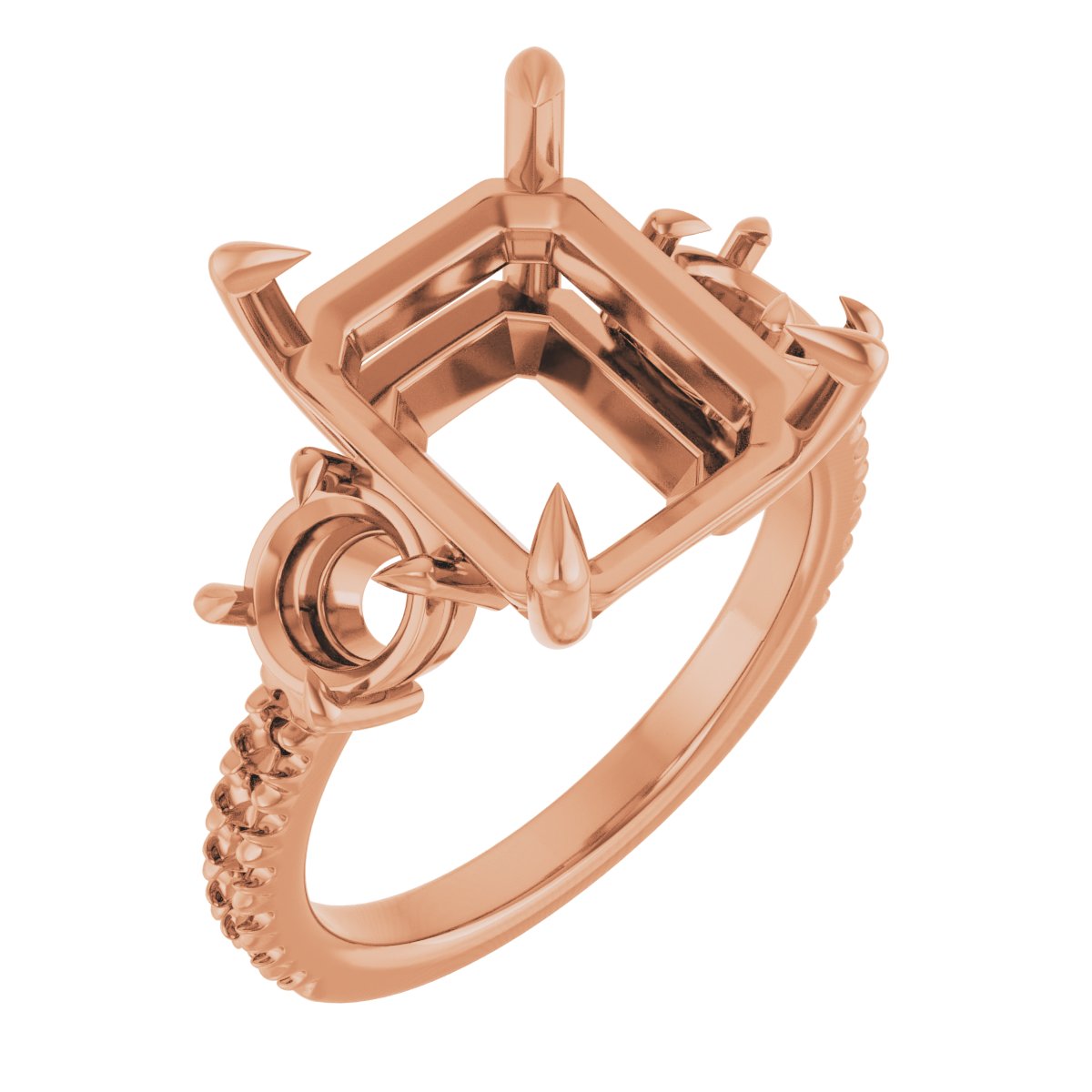 Claw-Prong Three-Stone Engagement Ring