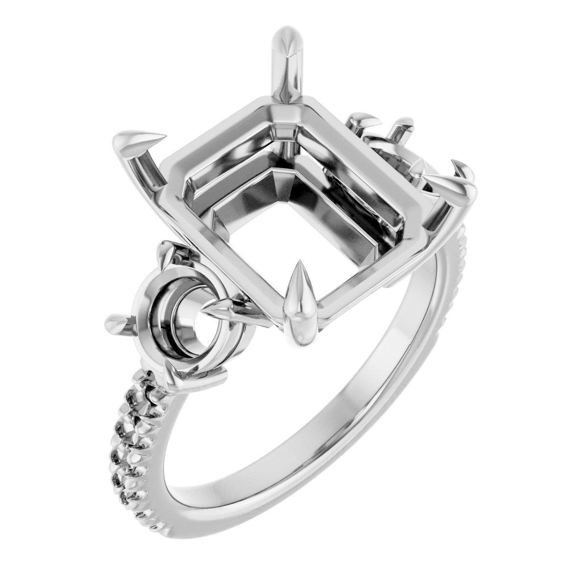 Claw-Prong Three-Stone Engagement Ring