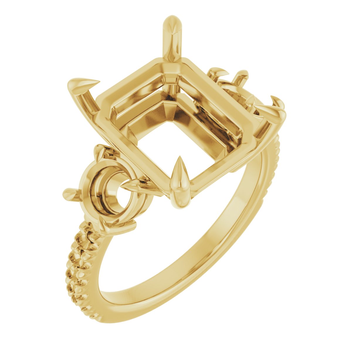 Claw-Prong Three-Stone Engagement Ring