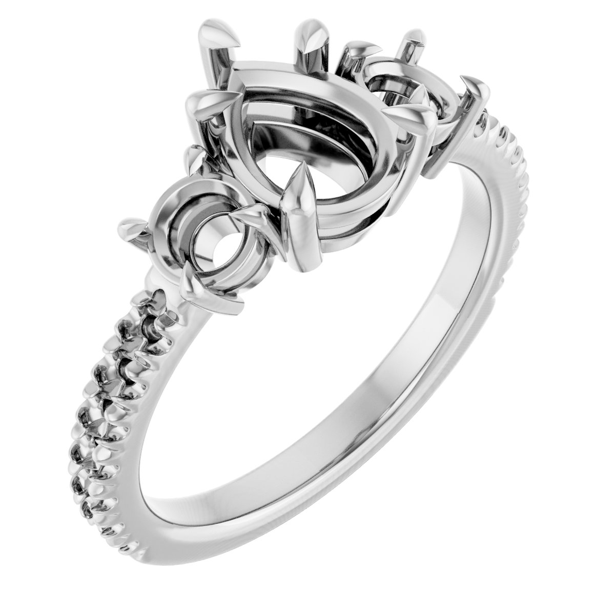 Claw-Prong Three-Stone Engagement Ring