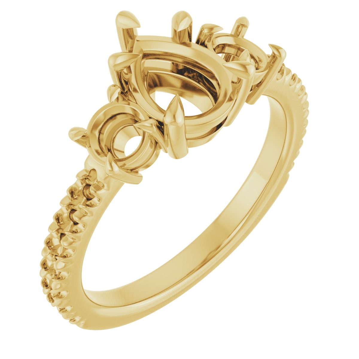 Claw-Prong Three-Stone Engagement Ring