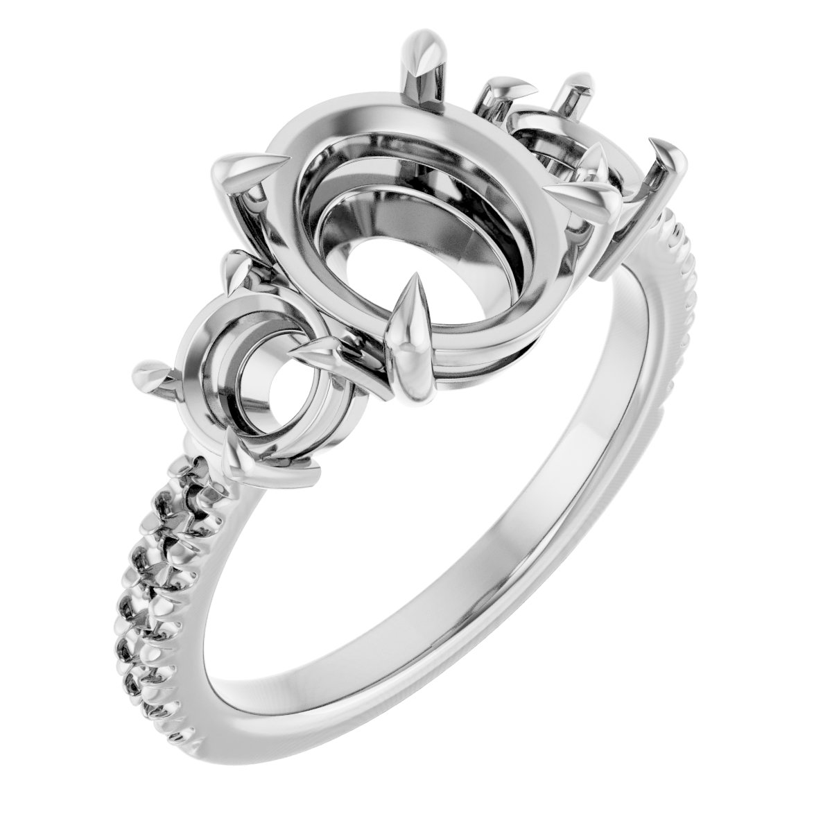 Claw-Prong Three-Stone Engagement Ring