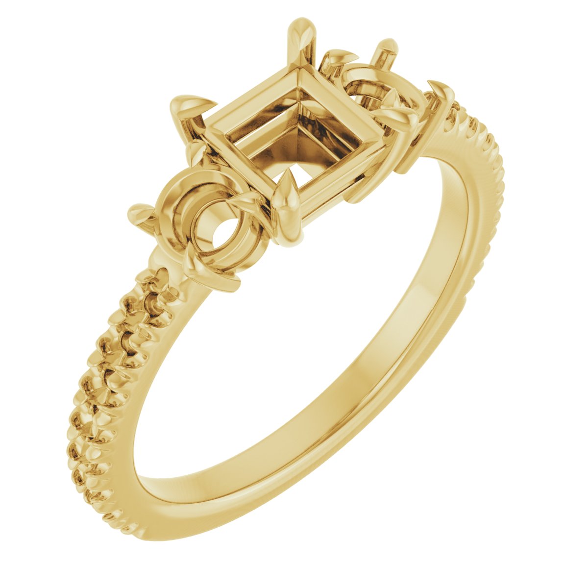Claw-Prong Three-Stone Engagement Ring