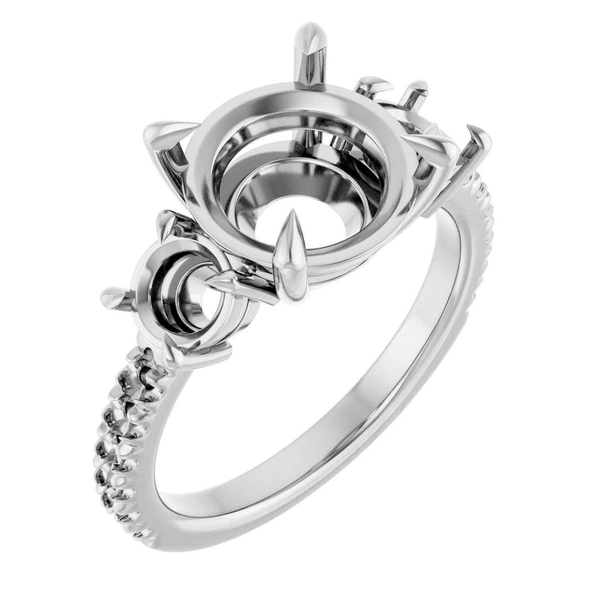 Claw-Prong Three-Stone Engagement Ring