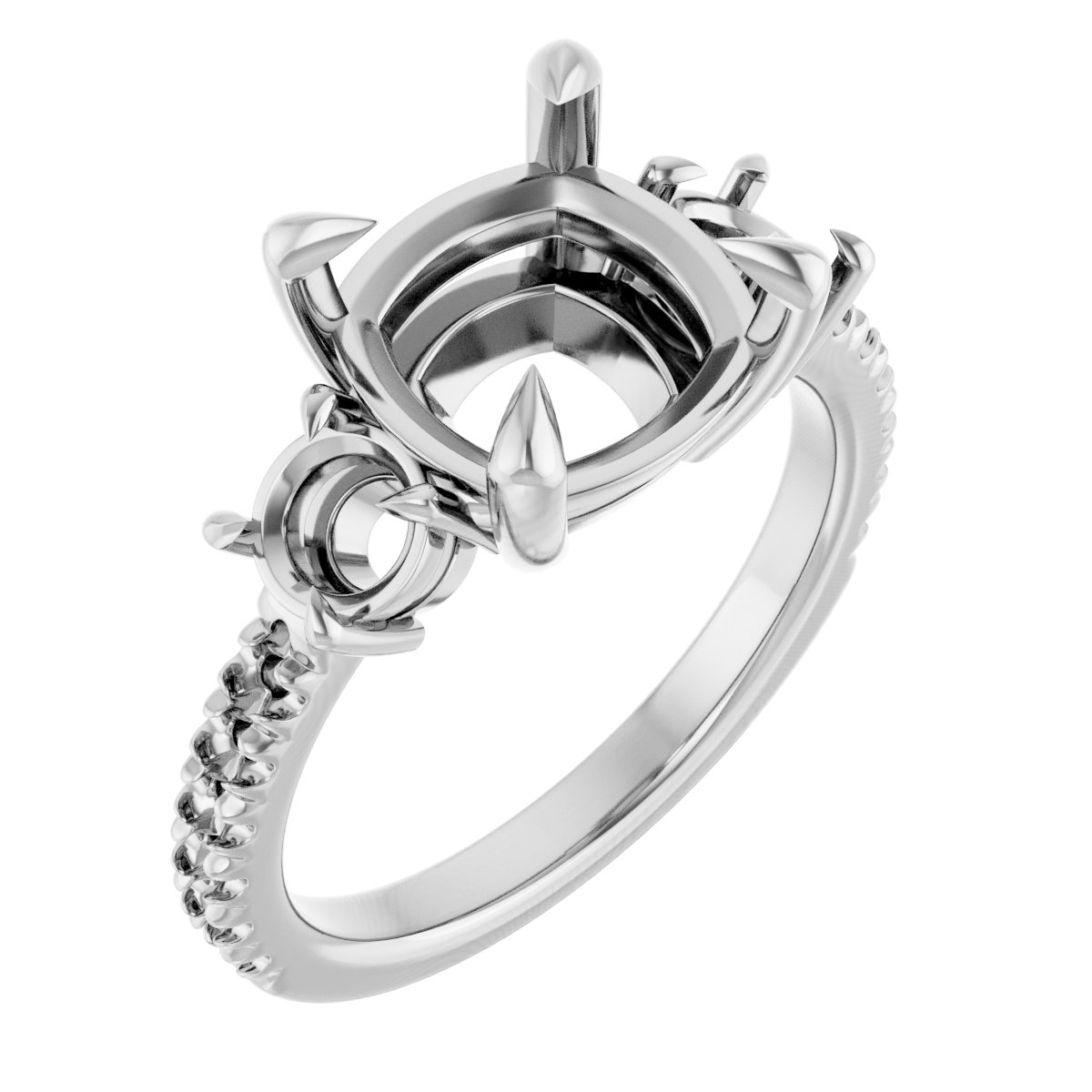 Claw-Prong Three-Stone Engagement Ring