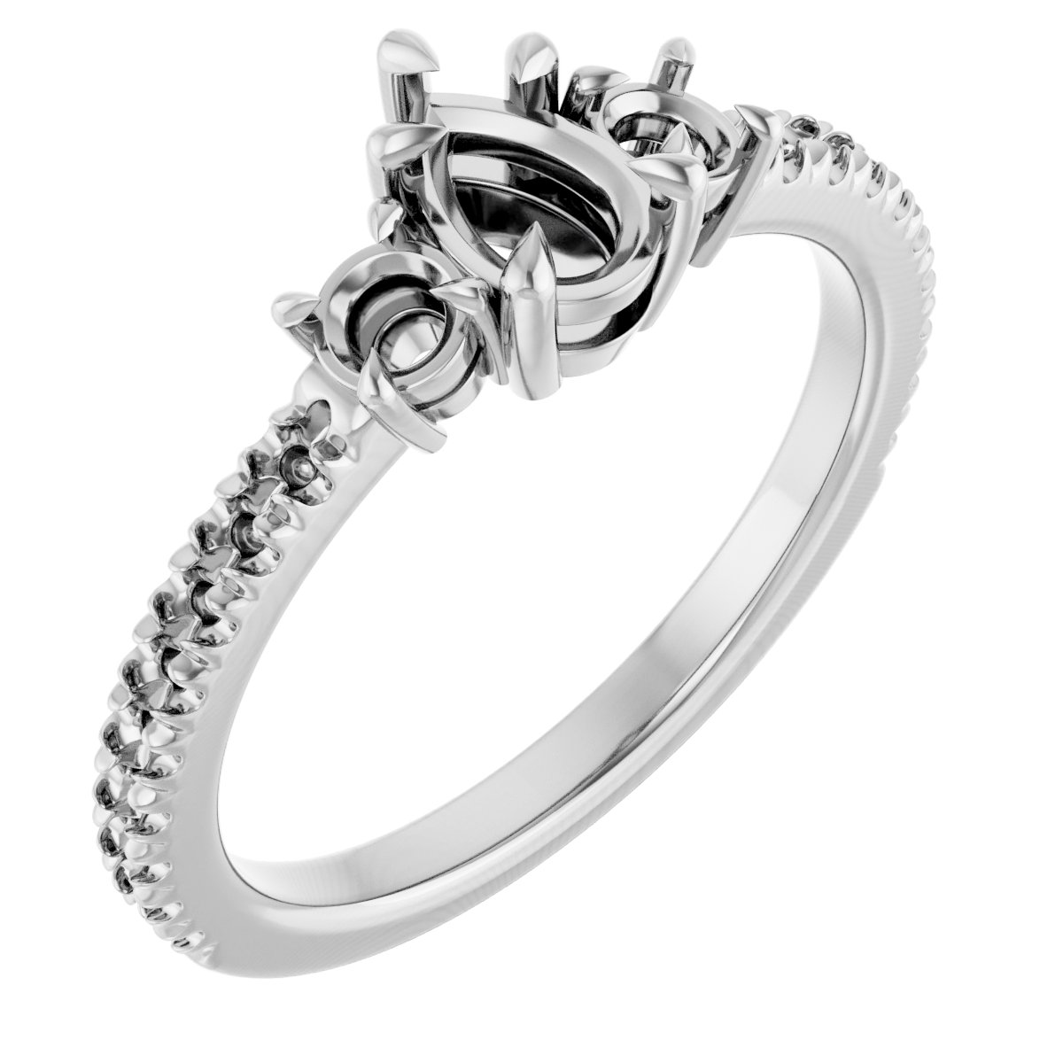 Claw-Prong Three-Stone Engagement Ring