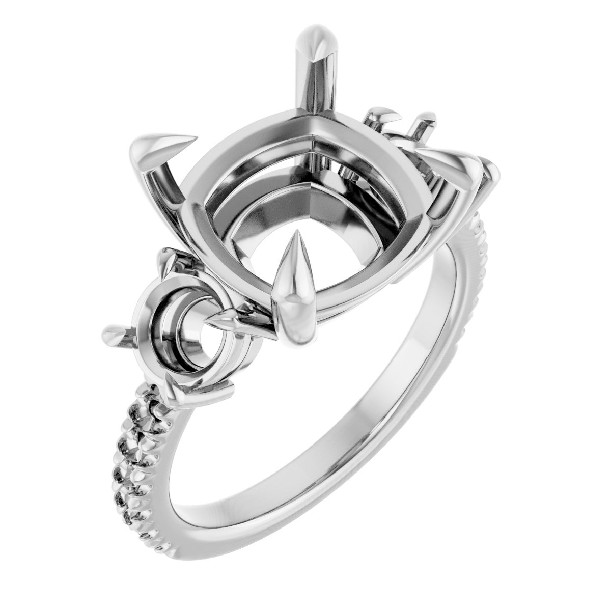 Claw-Prong Three-Stone Engagement Ring