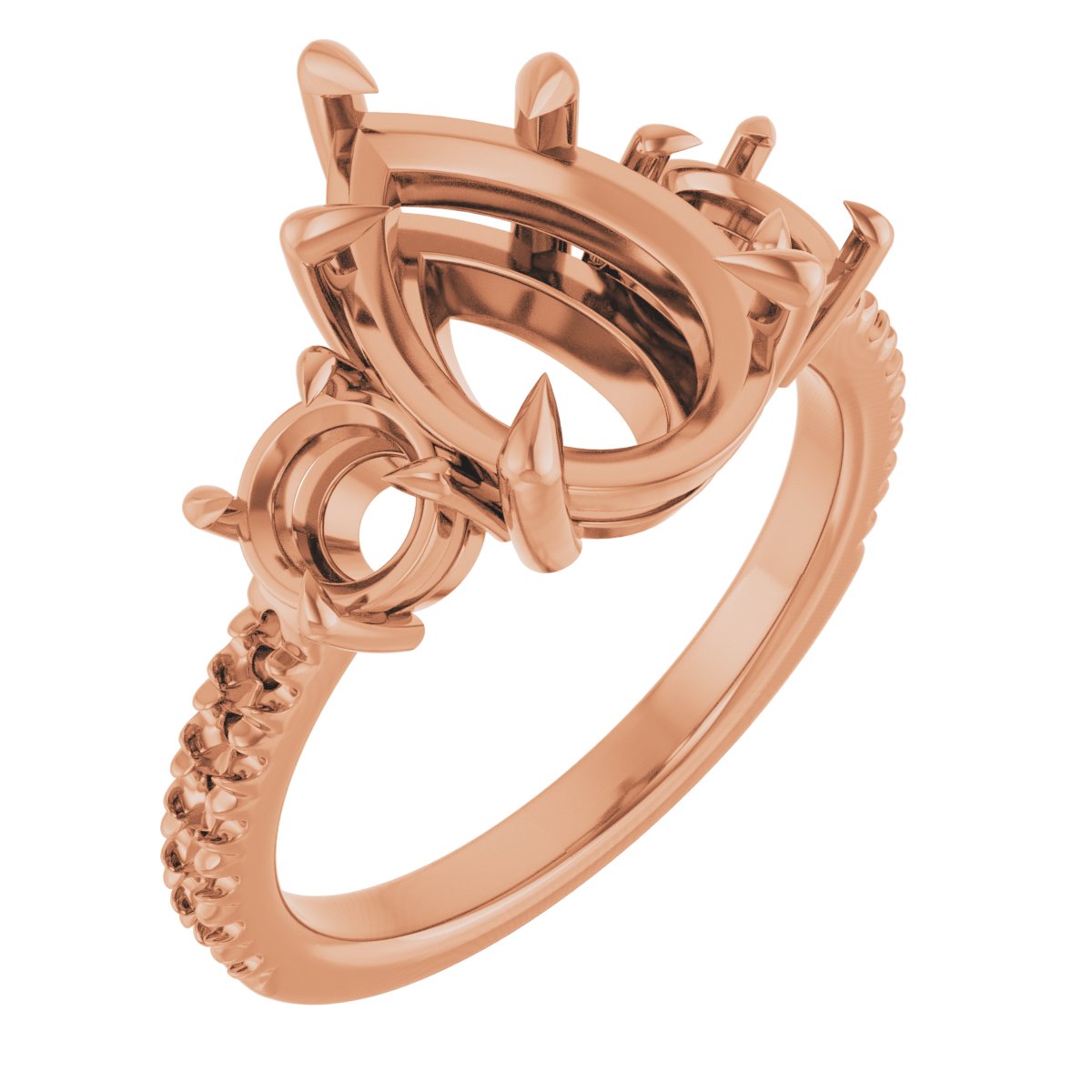 Claw-Prong Three-Stone Engagement Ring