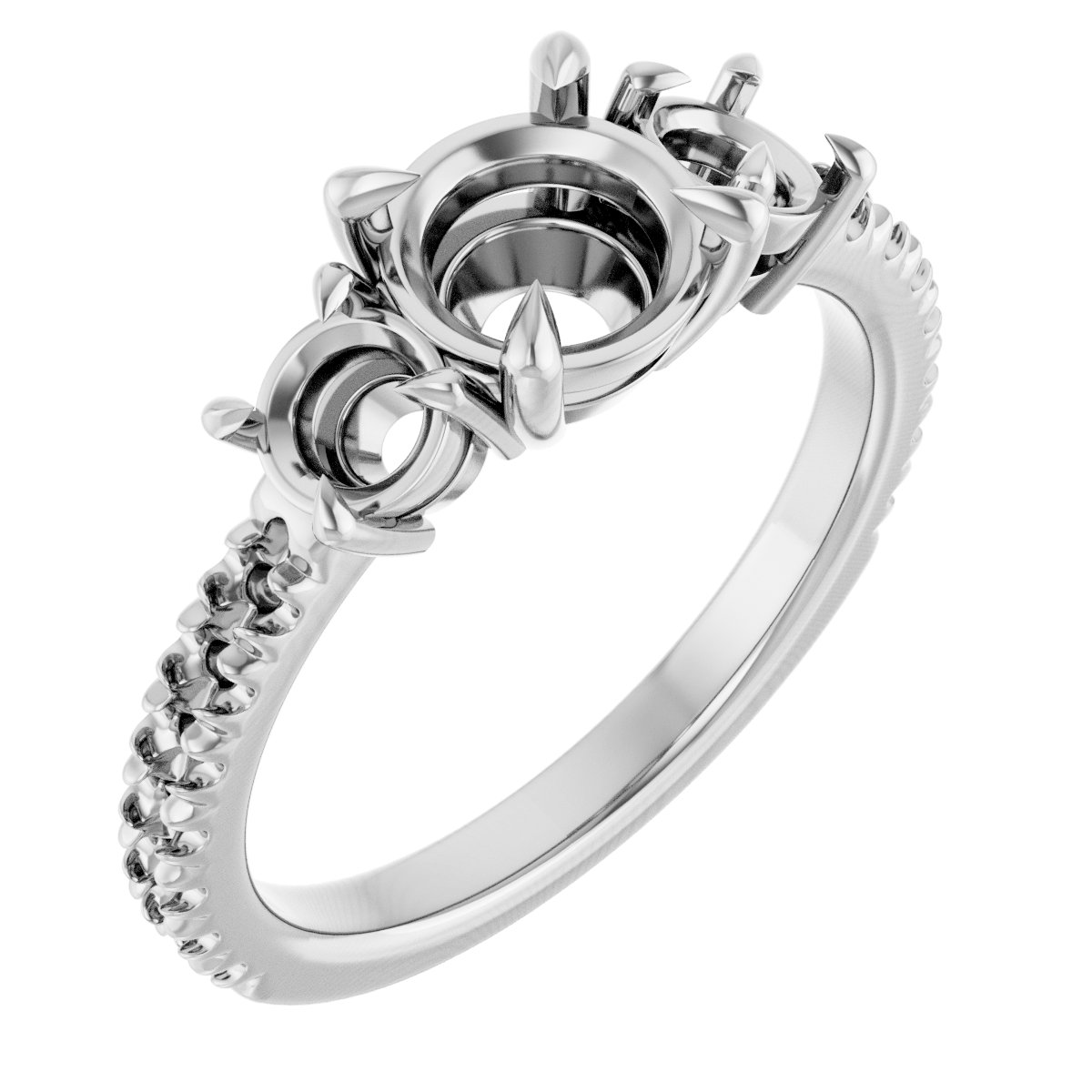 Claw-Prong Three-Stone Engagement Ring