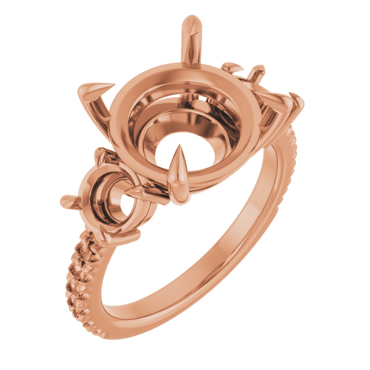Claw-Prong Three-Stone Engagement Ring