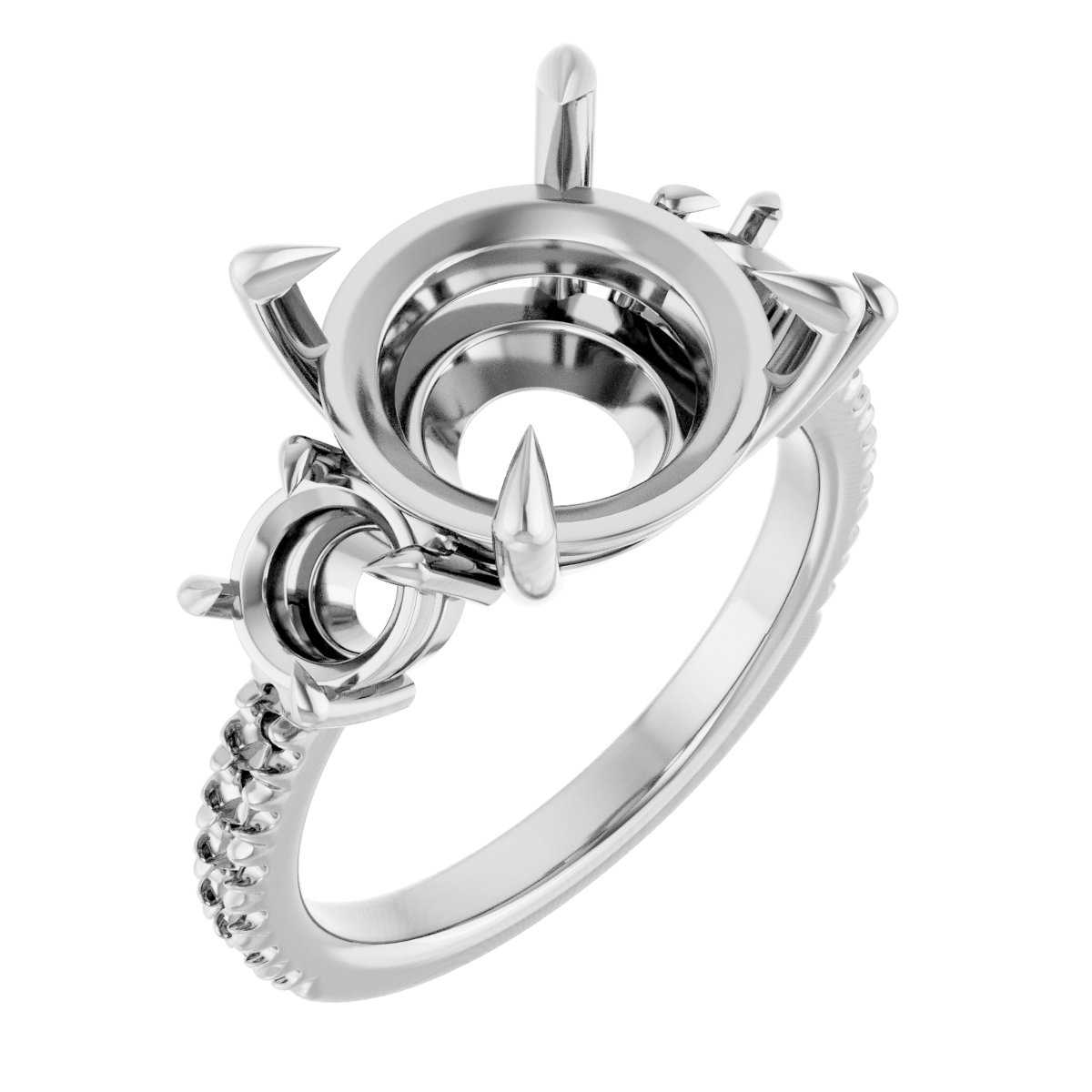 Claw-Prong Three-Stone Engagement Ring