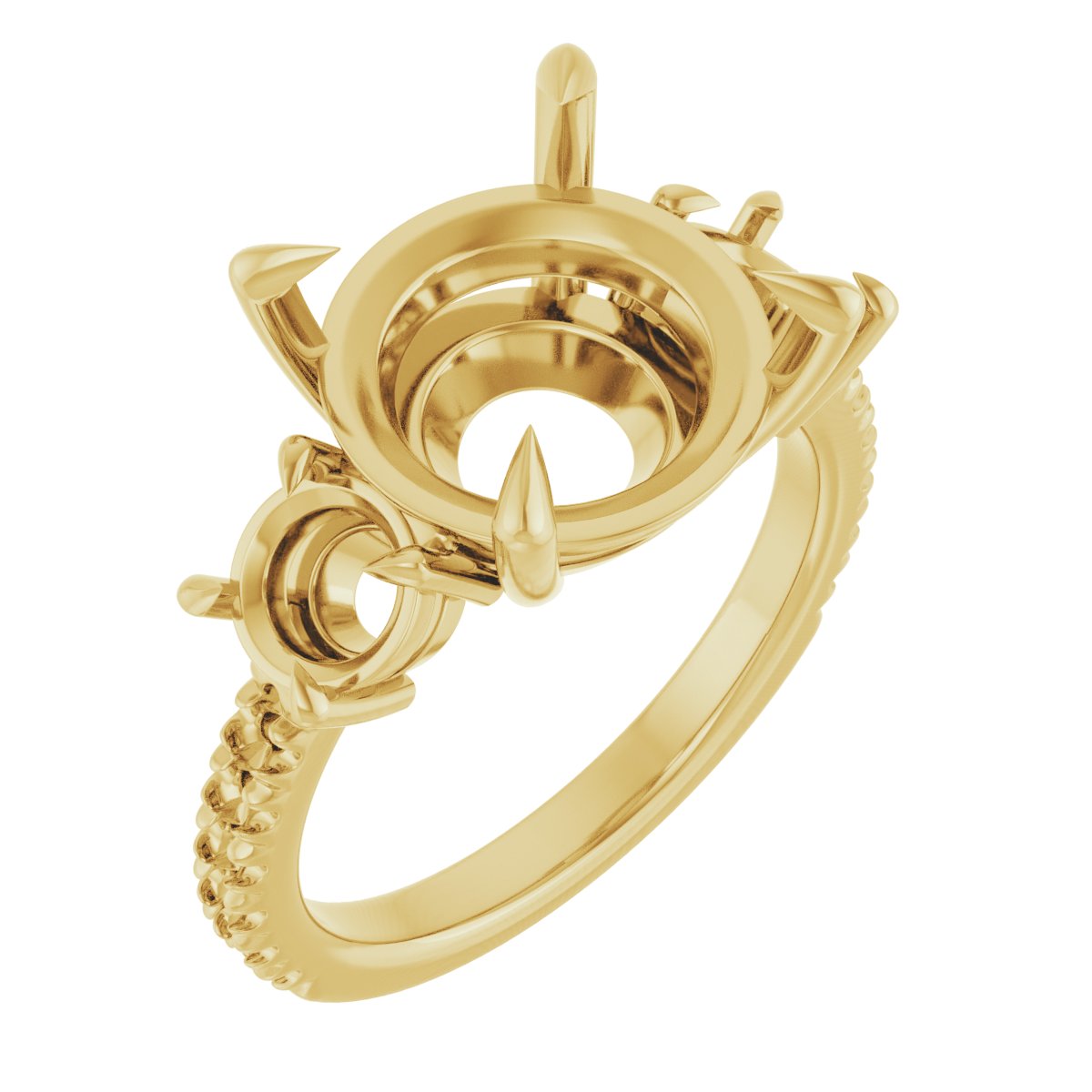 Claw-Prong Three-Stone Engagement Ring