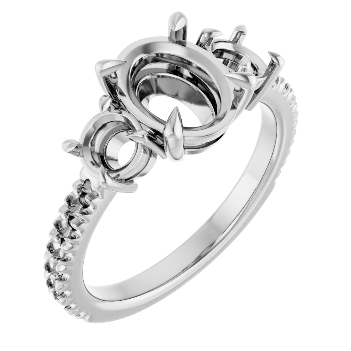 Claw-Prong Three-Stone Engagement Ring