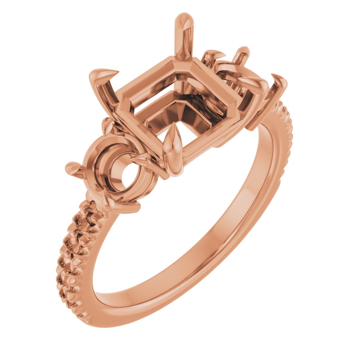 Claw-Prong Three-Stone Engagement Ring