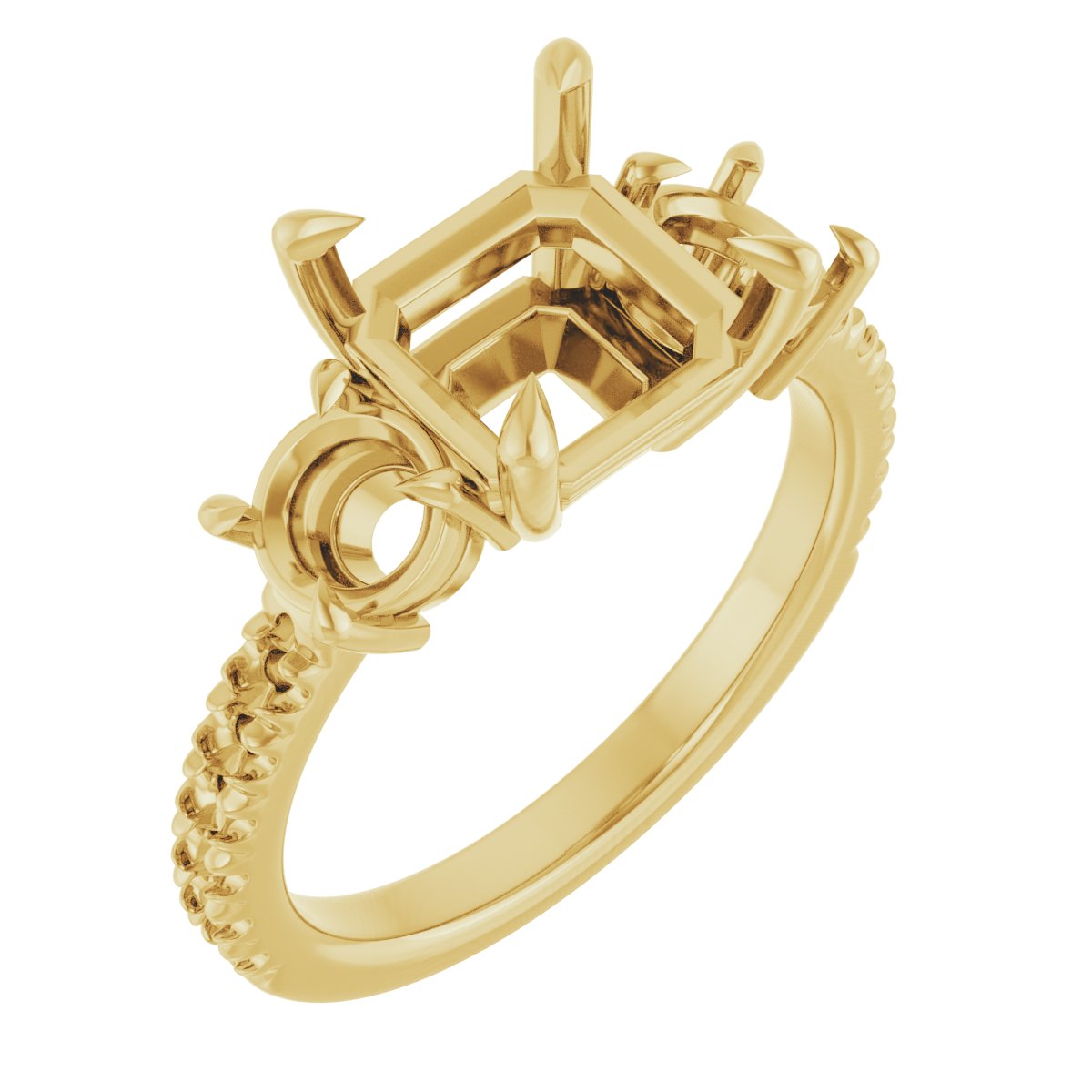 Claw-Prong Three-Stone Engagement Ring