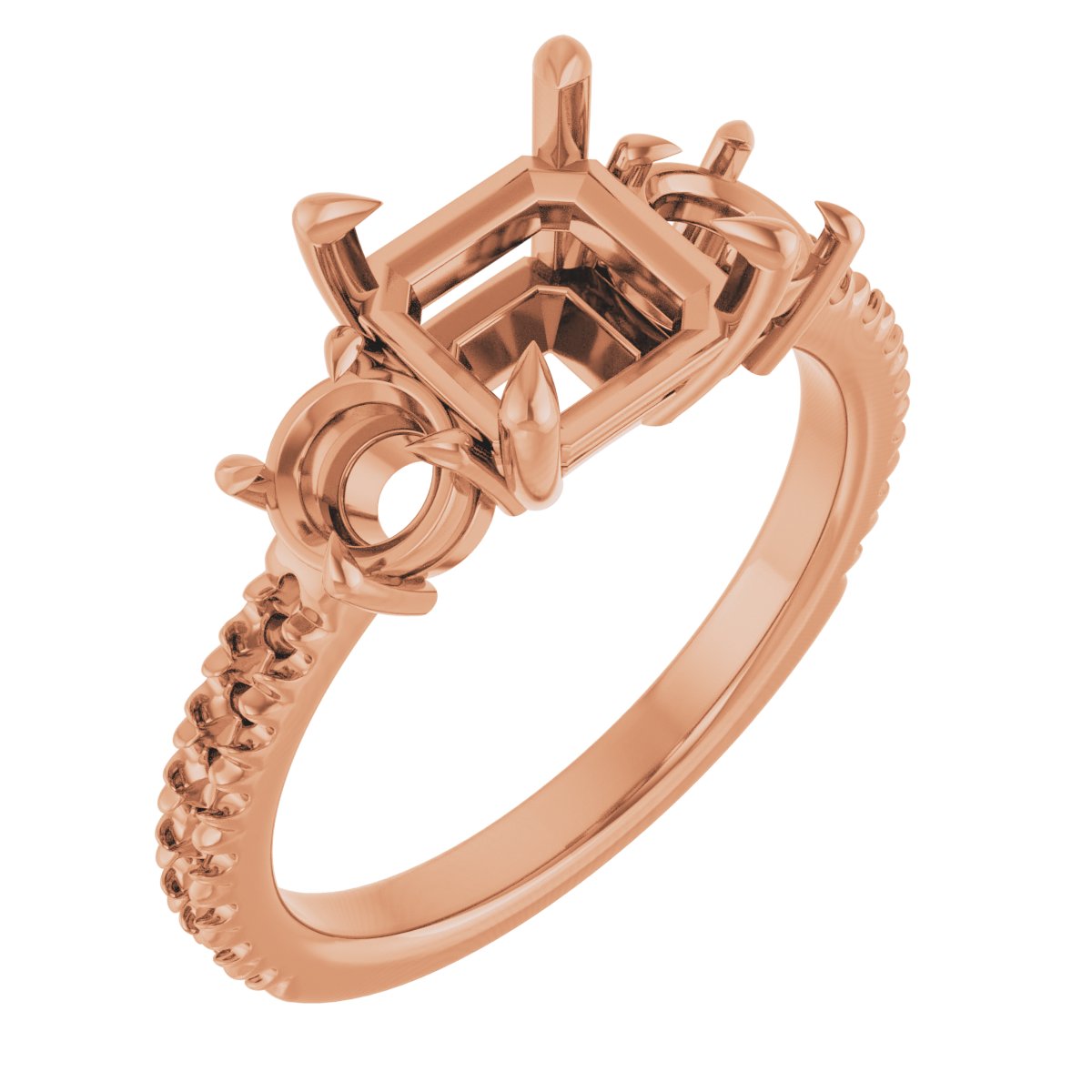 Claw-Prong Three-Stone Engagement Ring