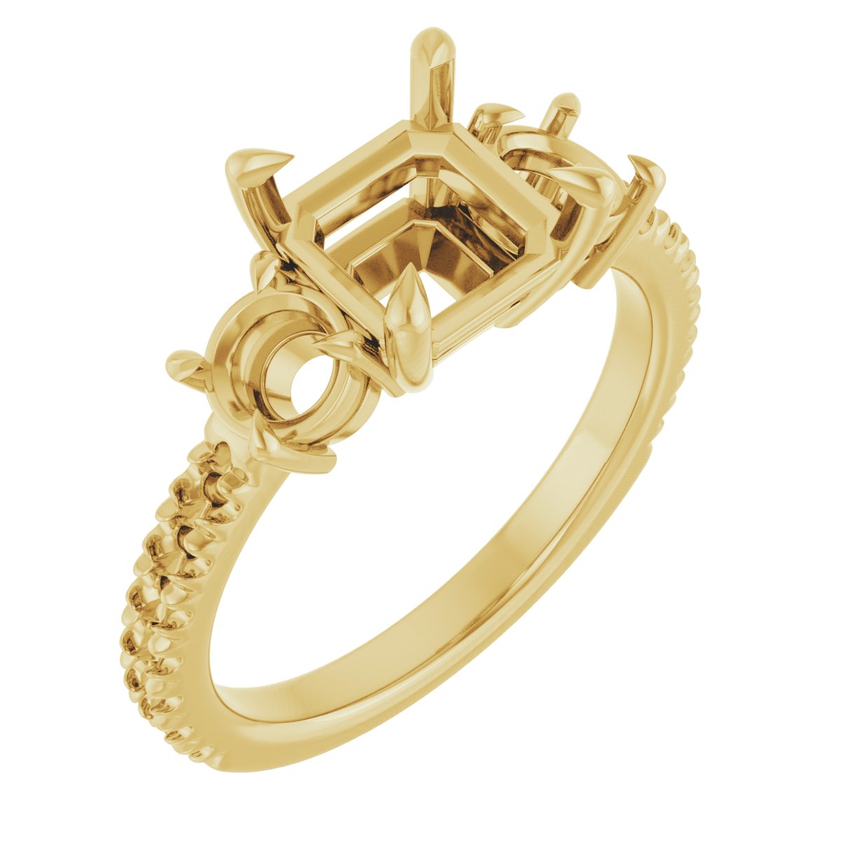 Claw-Prong Three-Stone Engagement Ring