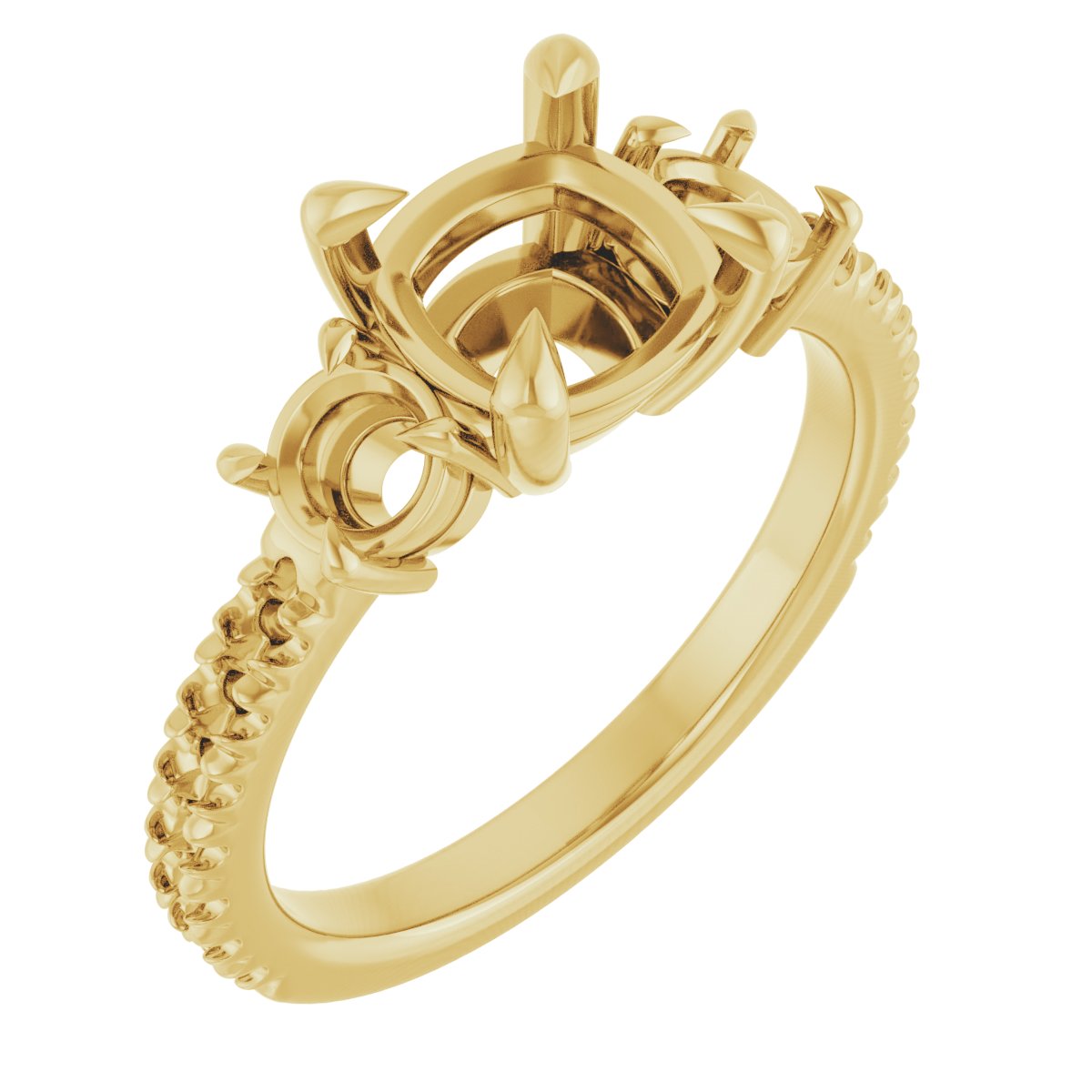 Claw-Prong Three-Stone Engagement Ring