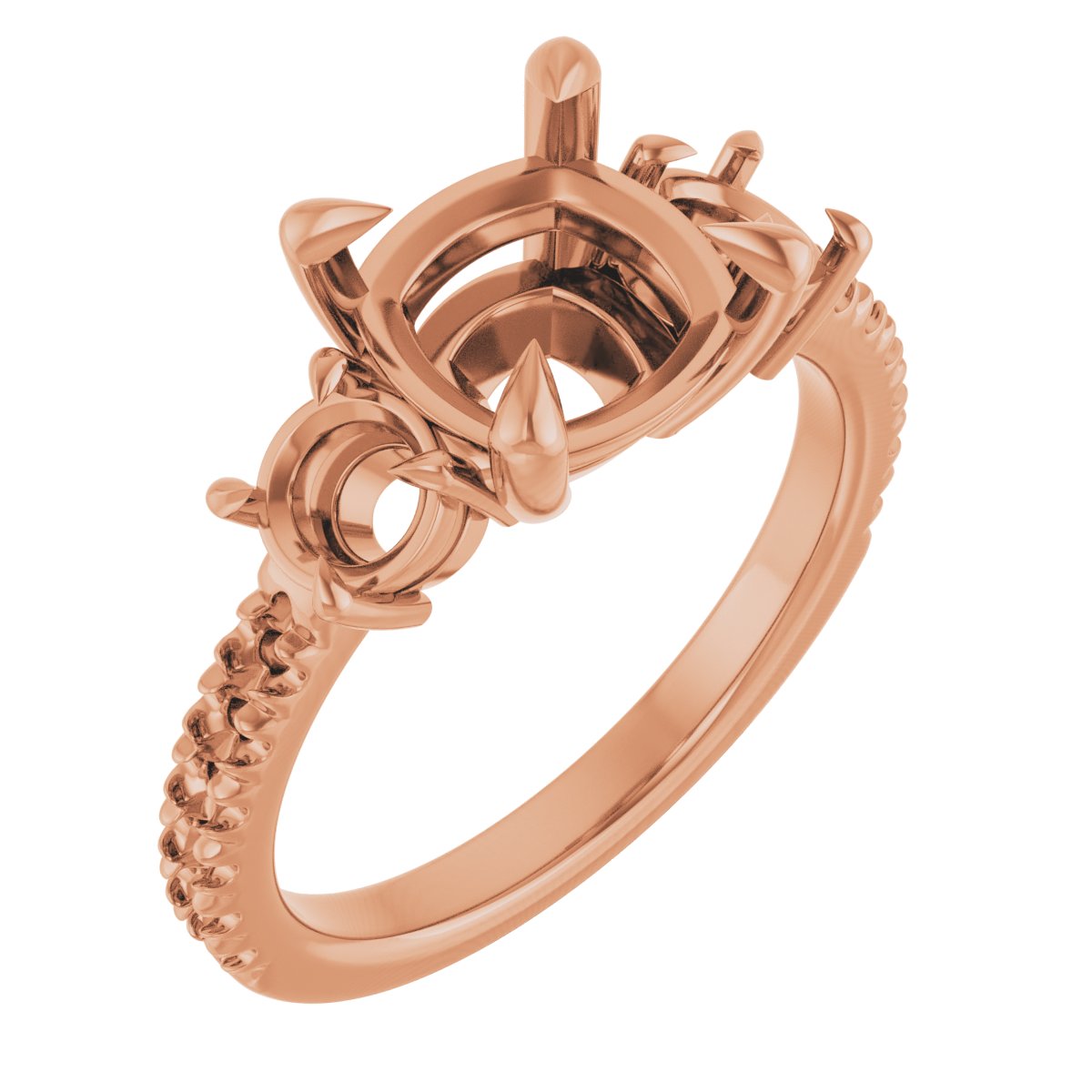Claw-Prong Three-Stone Engagement Ring