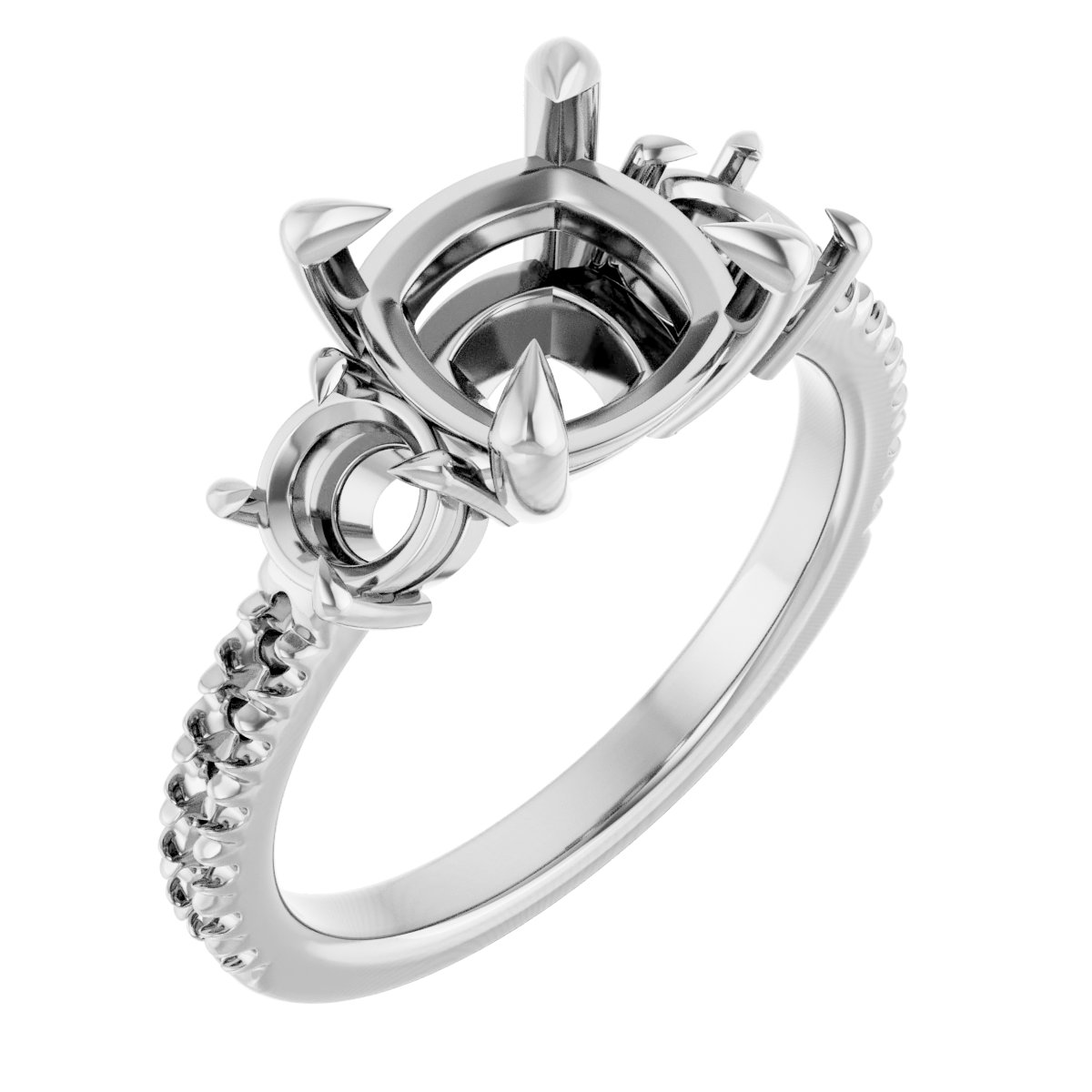 Claw-Prong Three-Stone Engagement Ring