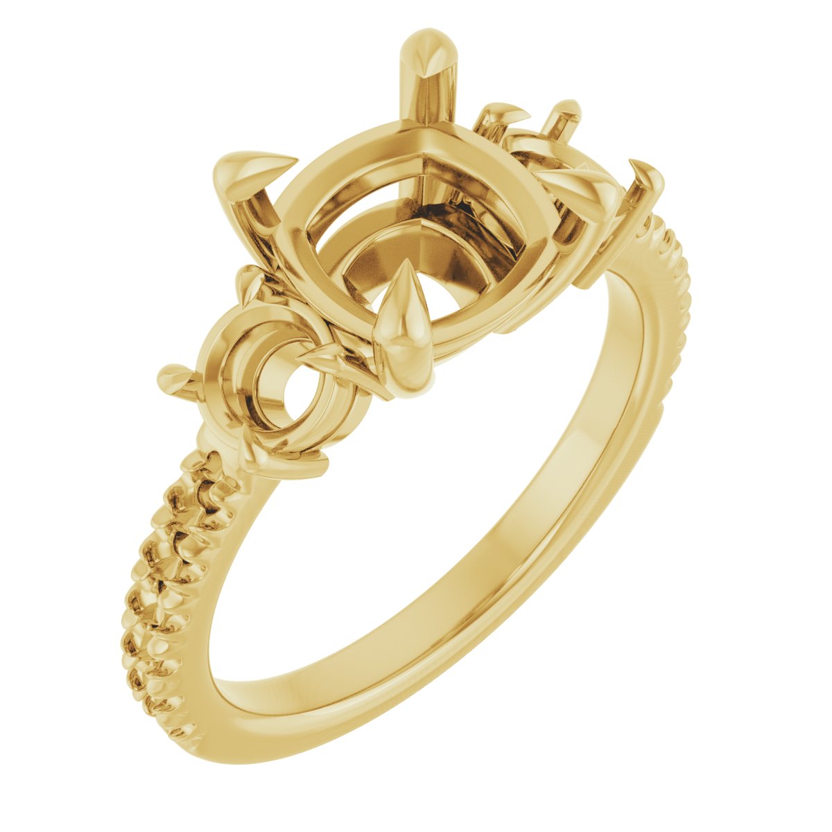 Claw-Prong Three-Stone Engagement Ring