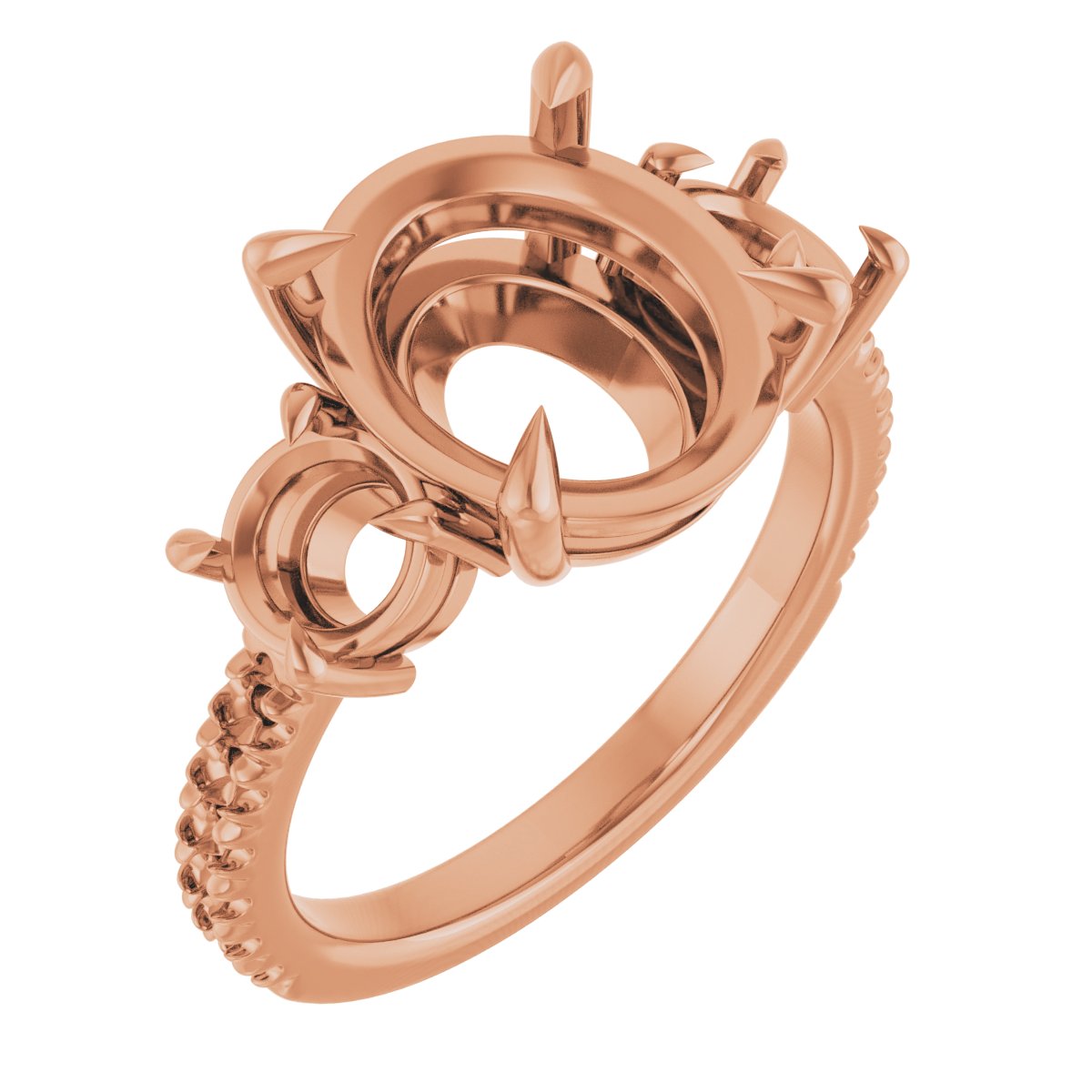 Claw-Prong Three-Stone Engagement Ring