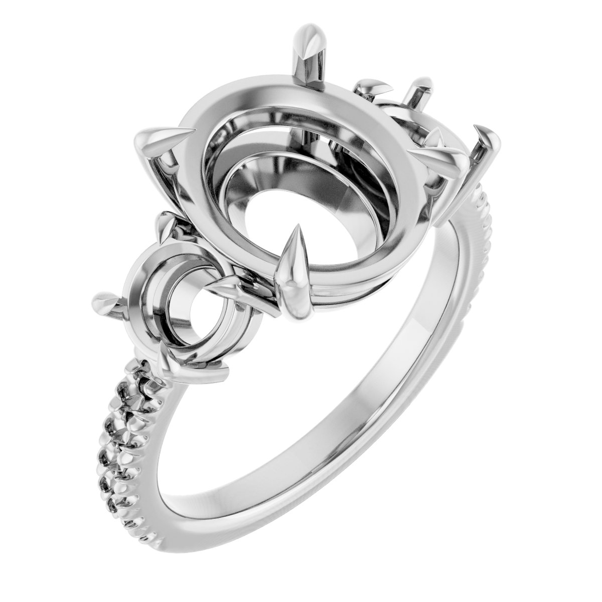 Claw-Prong Three-Stone Engagement Ring