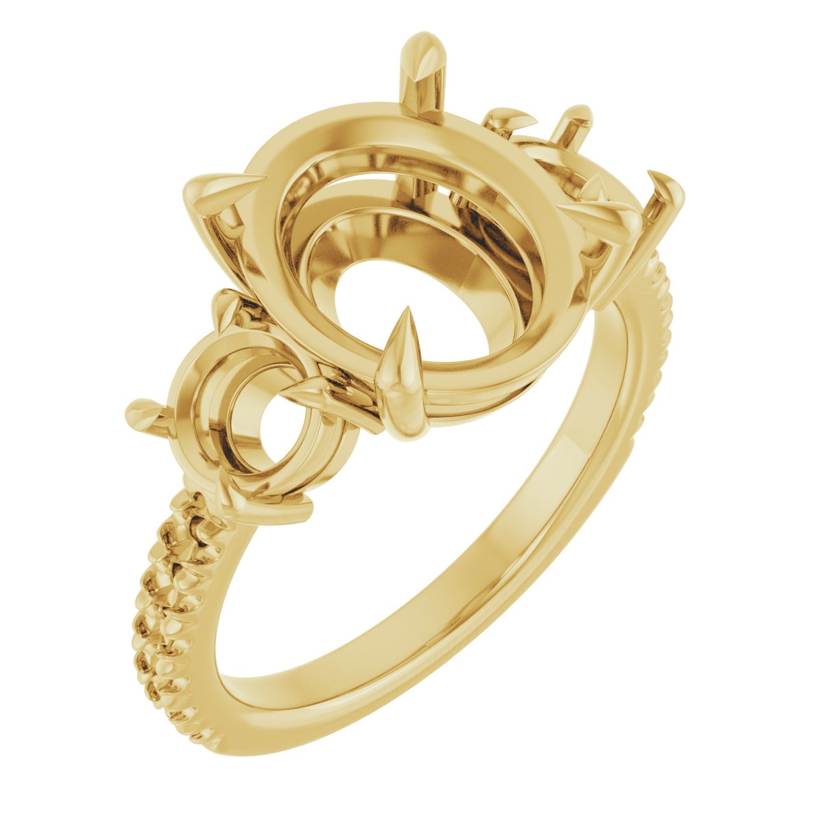 Claw-Prong Three-Stone Engagement Ring