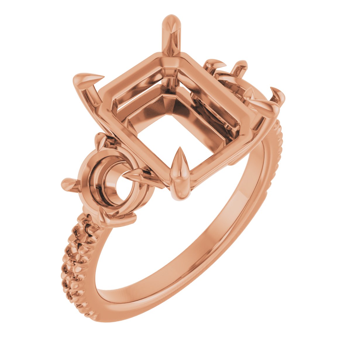 Claw-Prong Three-Stone Engagement Ring