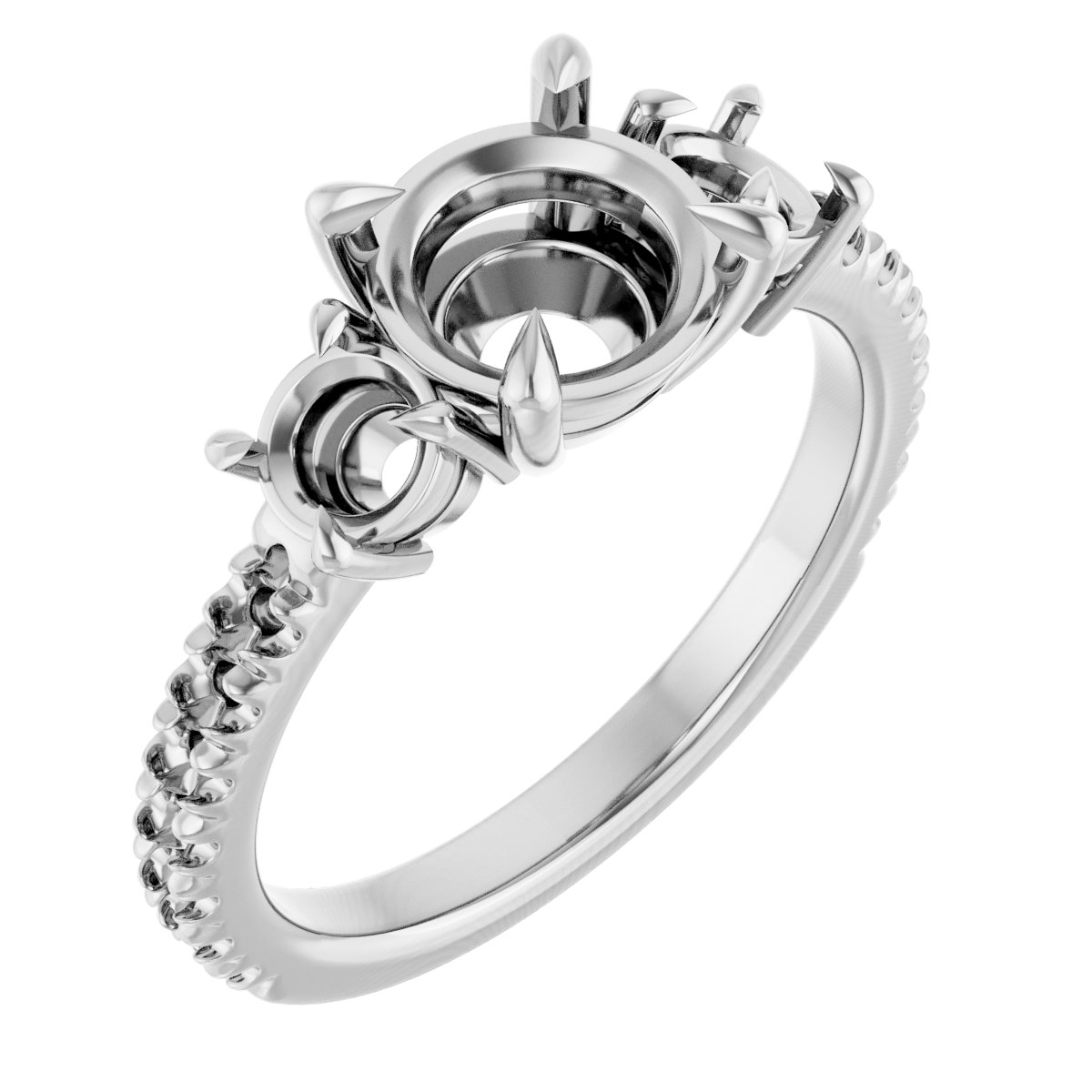 Claw-Prong Three-Stone Engagement Ring