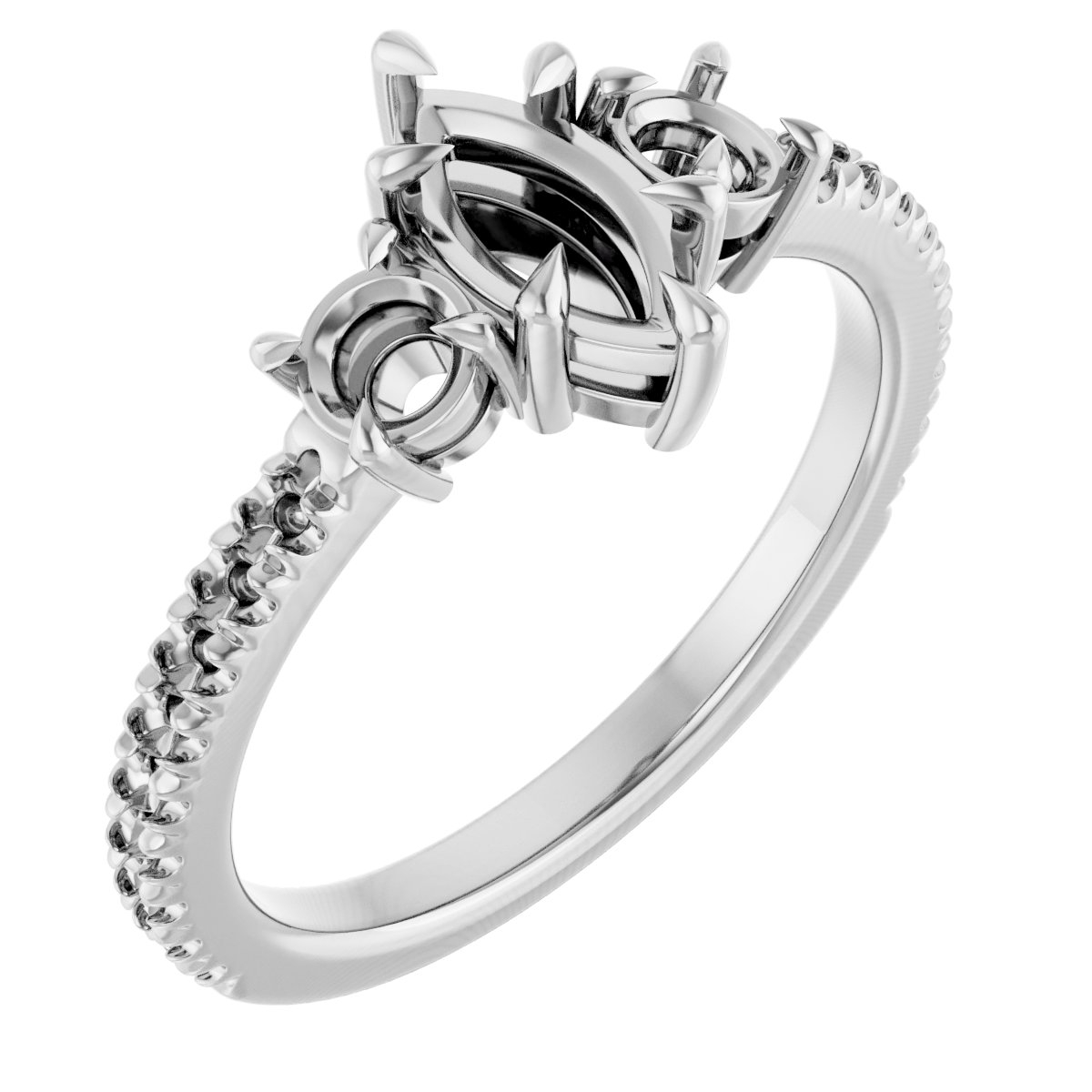 Claw-Prong Three-Stone Engagement Ring