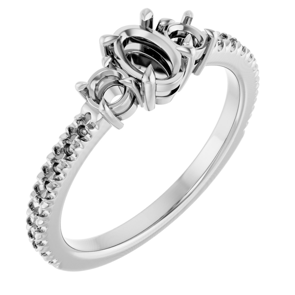 Claw-Prong Three-Stone Engagement Ring