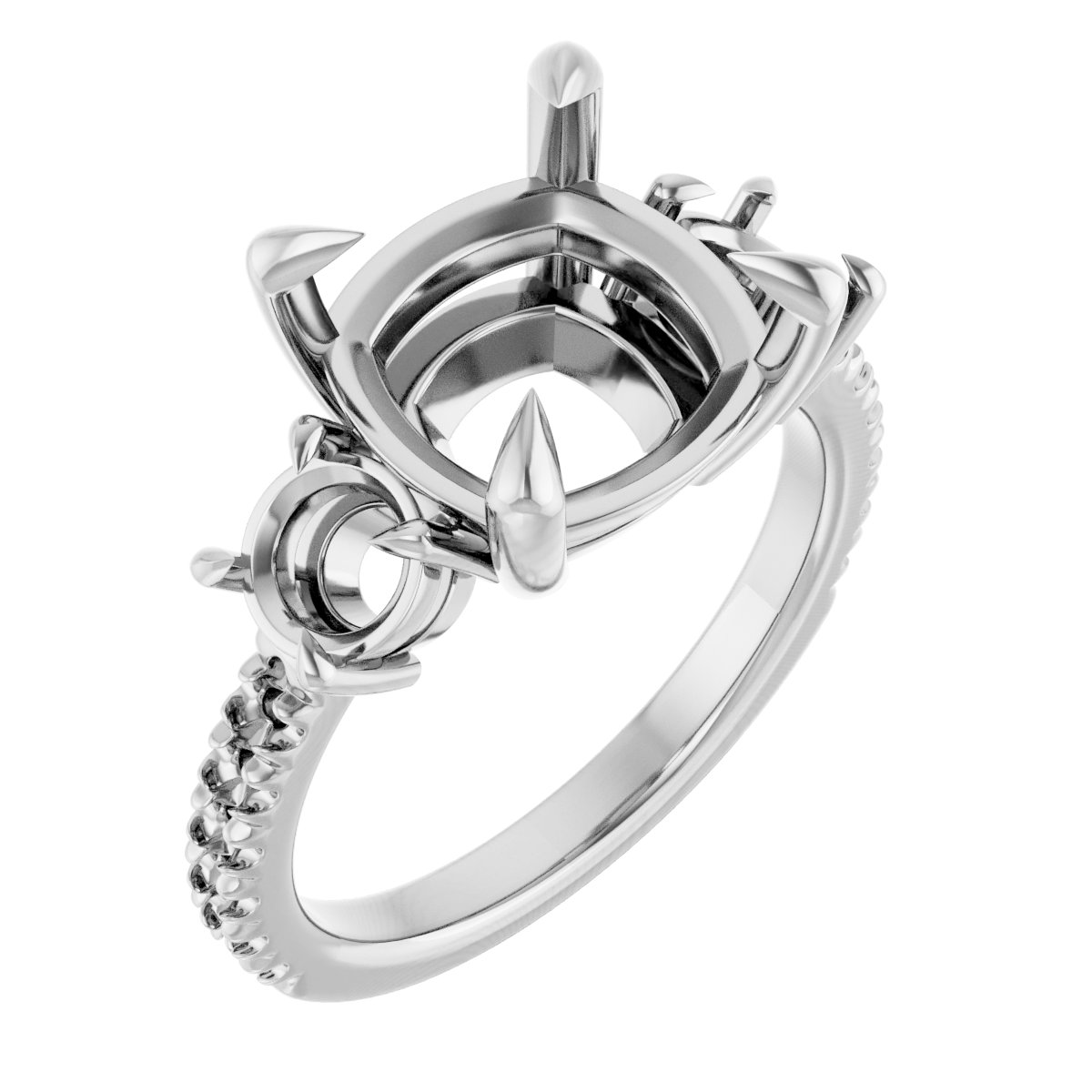 Claw-Prong Three-Stone Engagement Ring