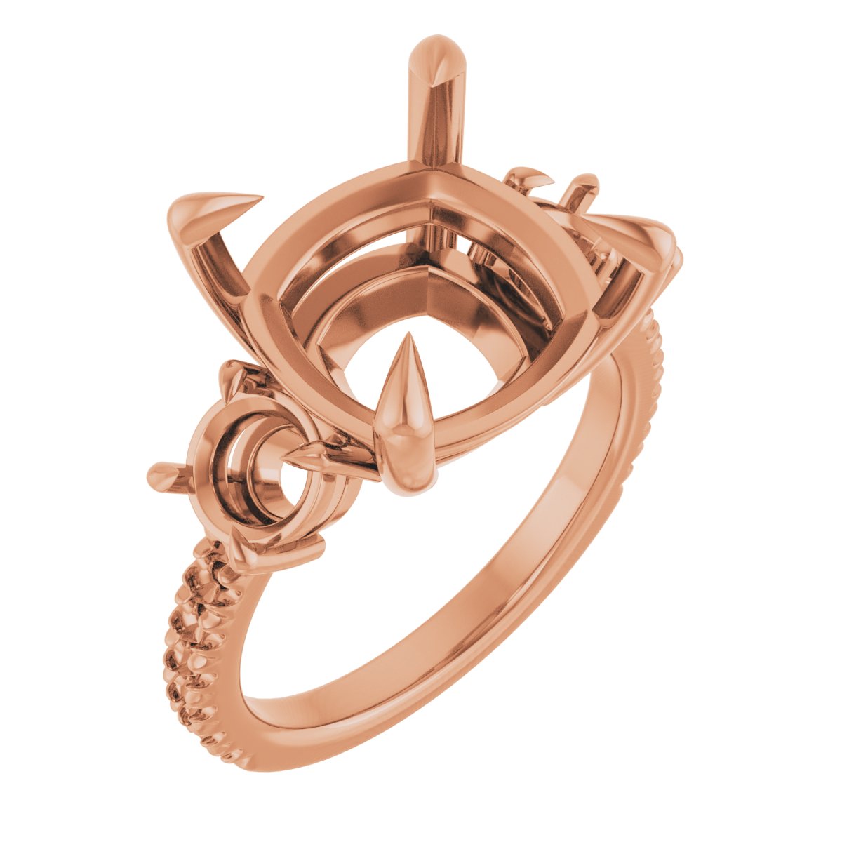 Claw-Prong Three-Stone Engagement Ring