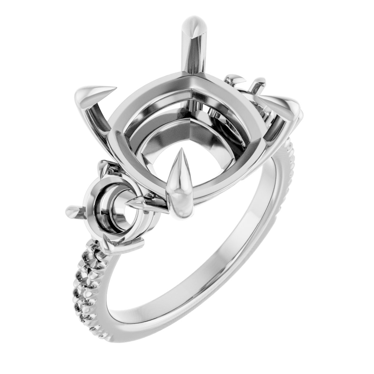 Claw-Prong Three-Stone Engagement Ring