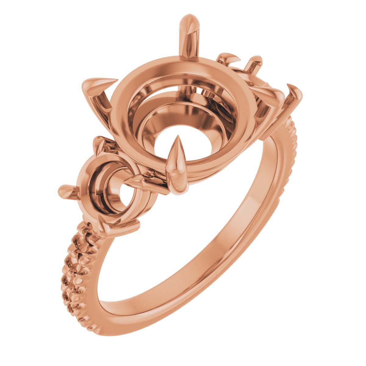 Claw-Prong Three-Stone Engagement Ring