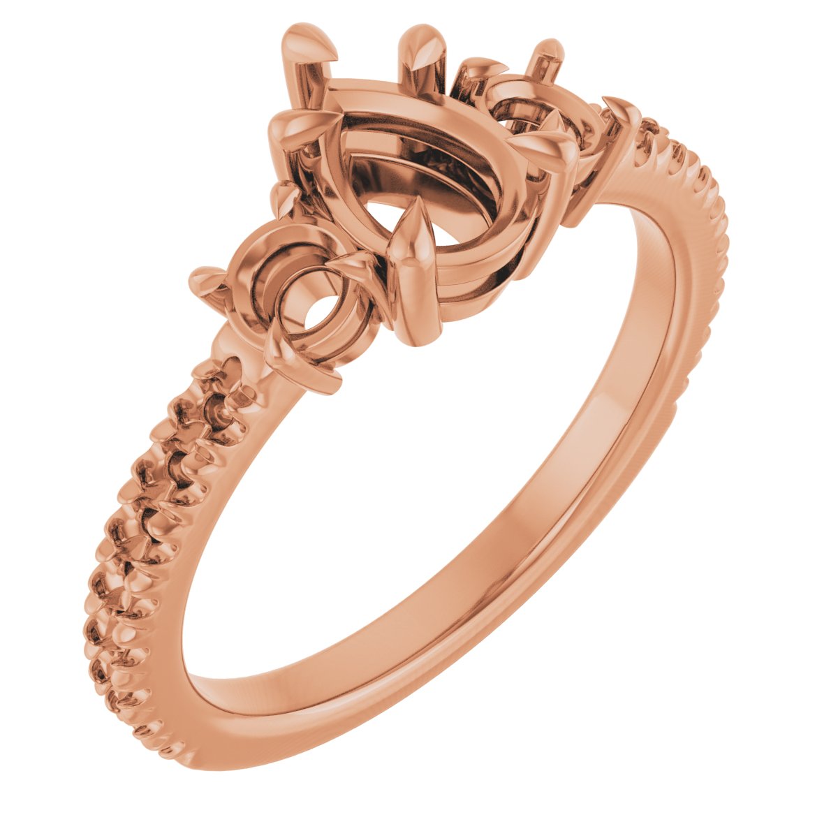 Claw-Prong Three-Stone Engagement Ring
