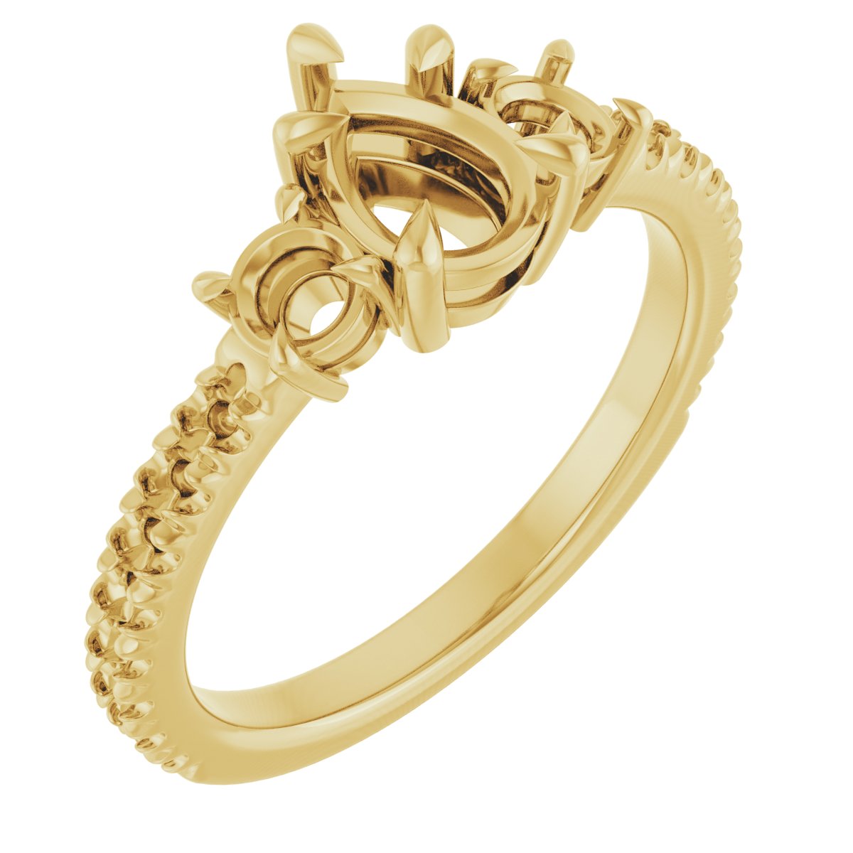 Claw-Prong Three-Stone Engagement Ring