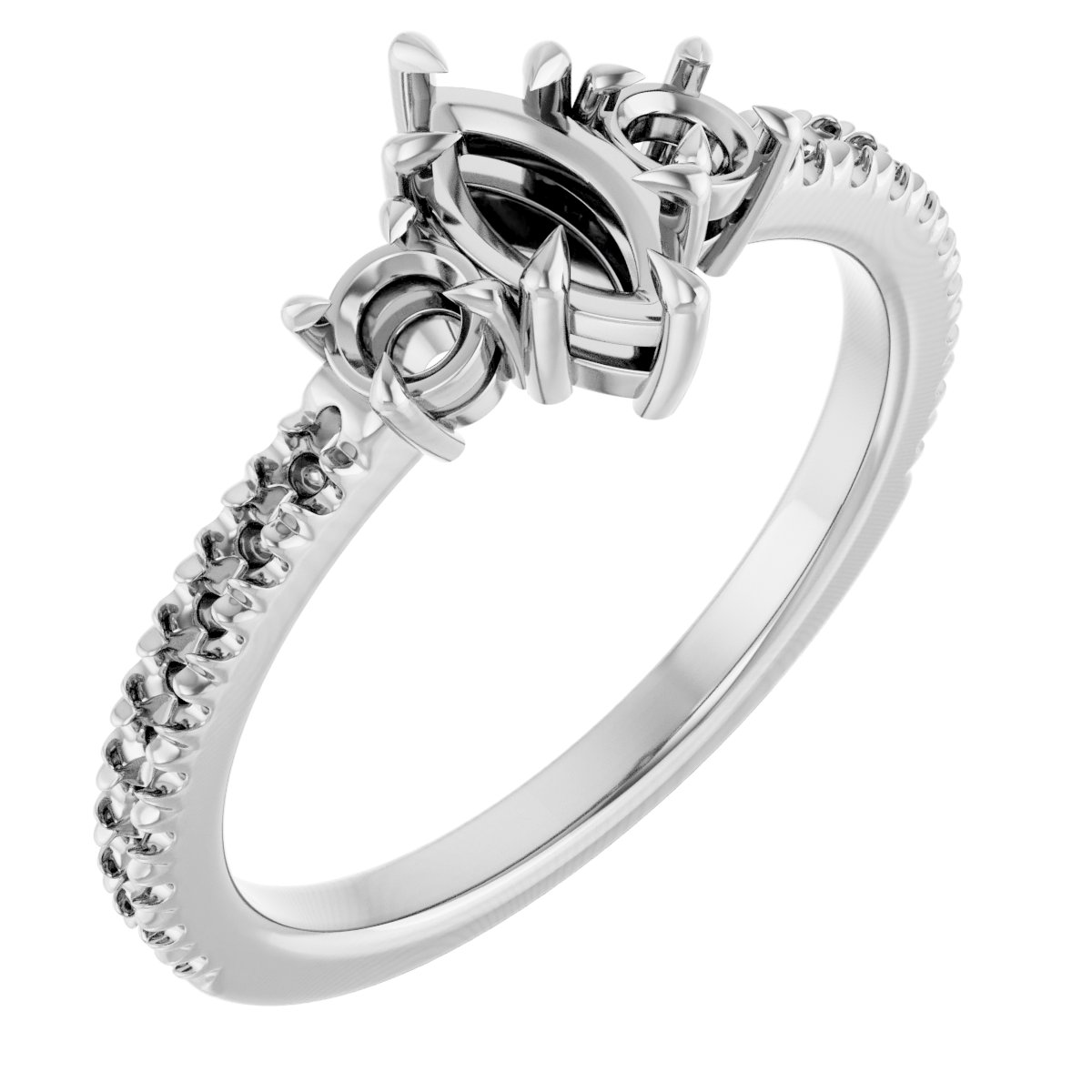 Claw-Prong Three-Stone Engagement Ring