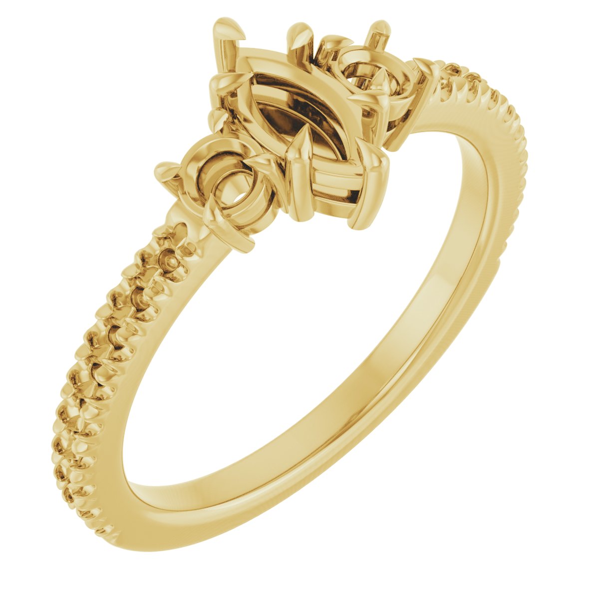 Claw-Prong Three-Stone Engagement Ring