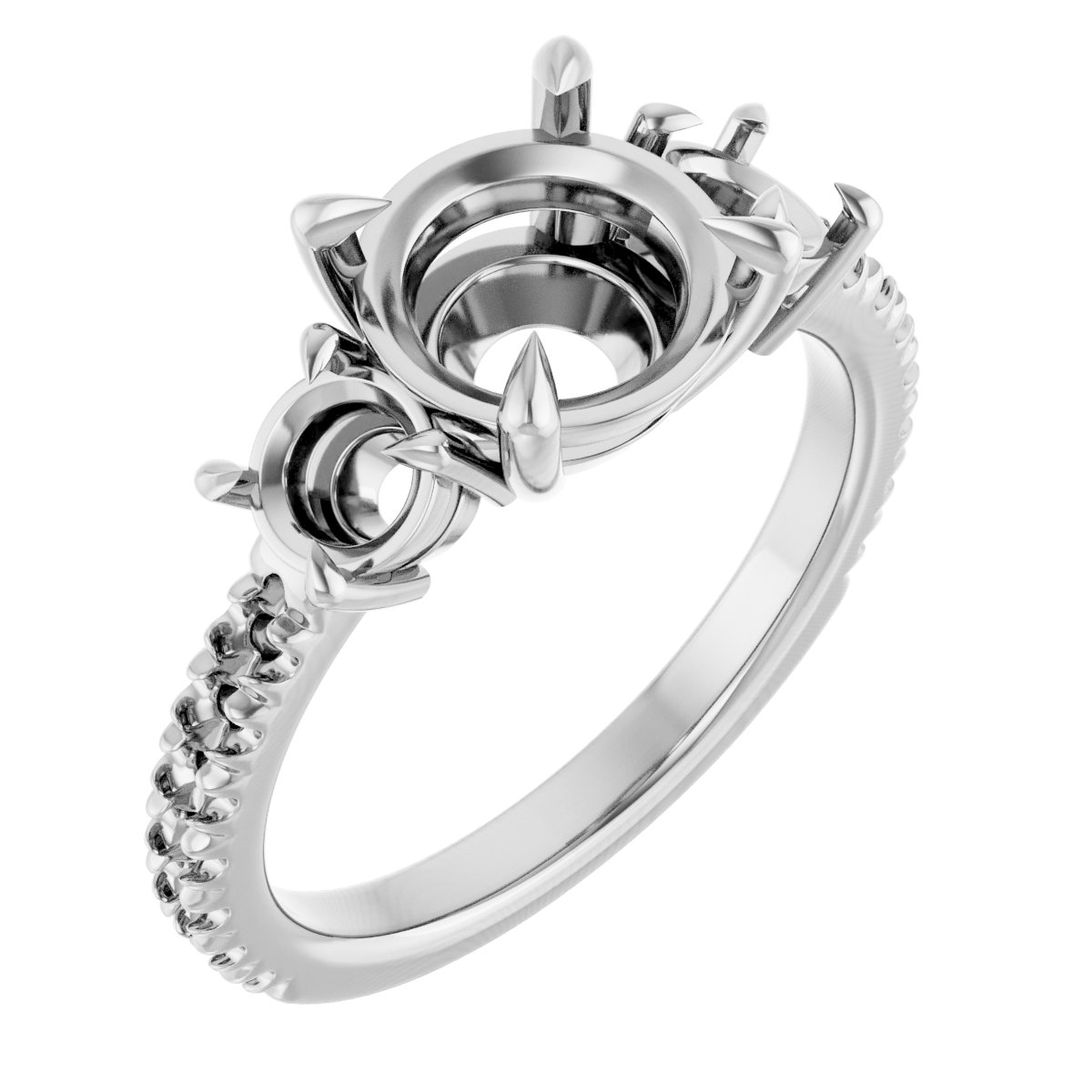 Claw-Prong Three-Stone Engagement Ring