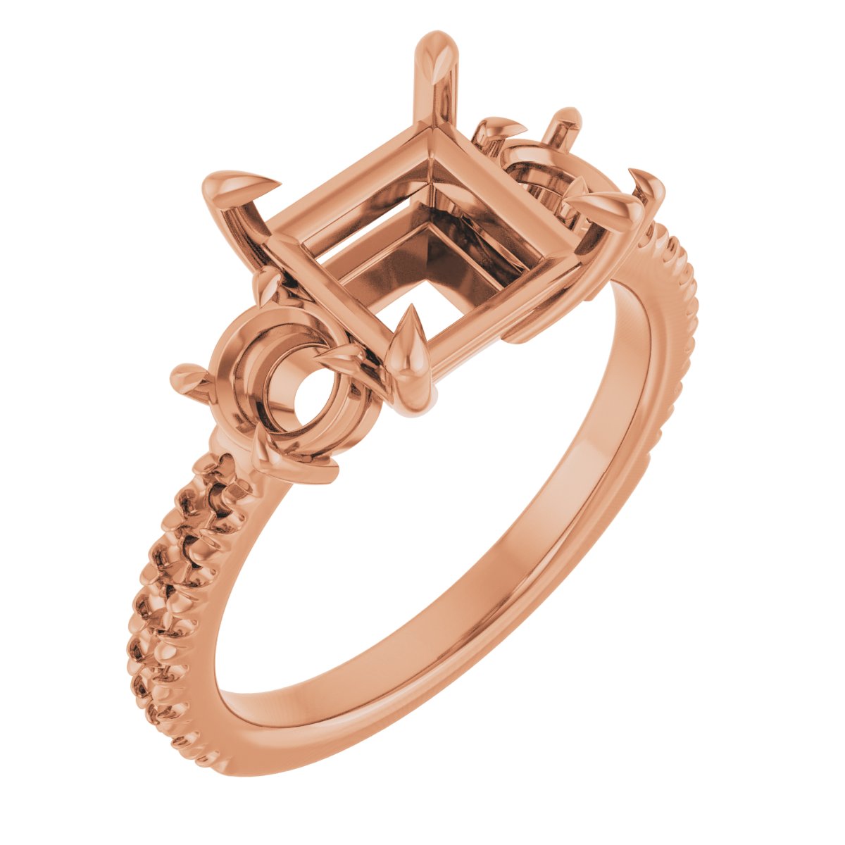 Claw-Prong Three-Stone Engagement Ring