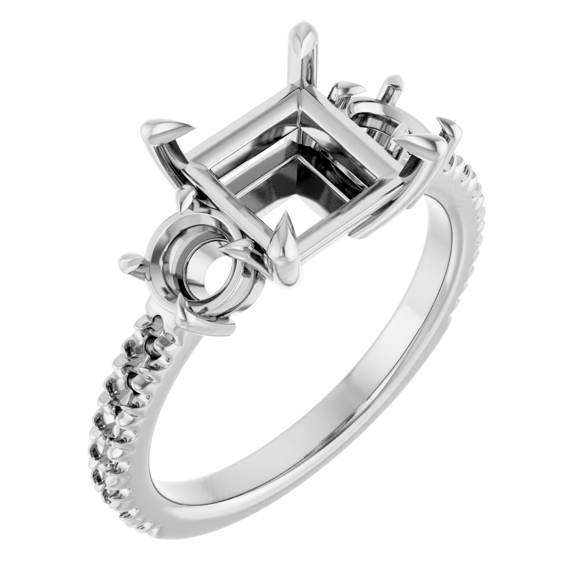 Claw-Prong Three-Stone Engagement Ring