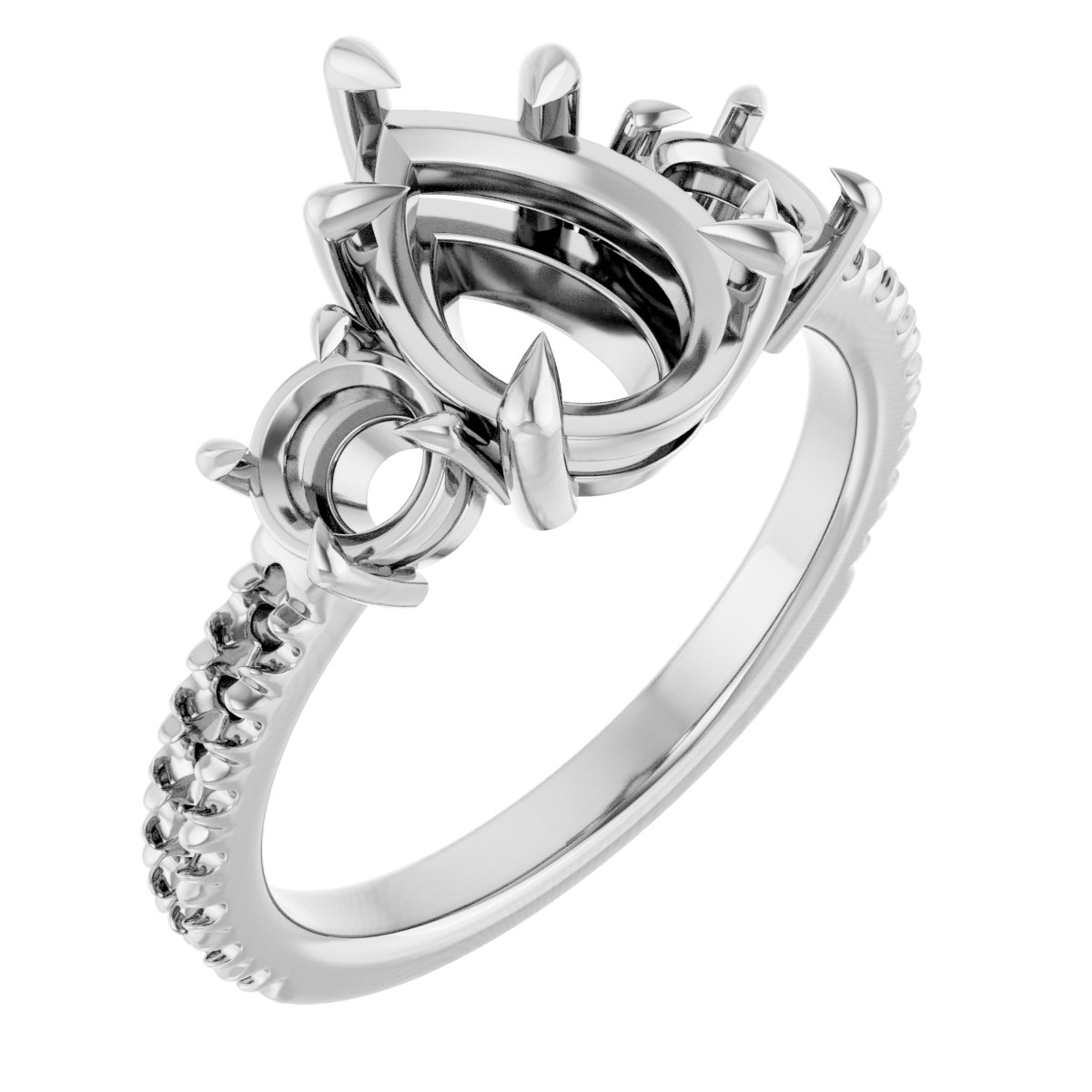 Claw-Prong Three-Stone Engagement Ring
