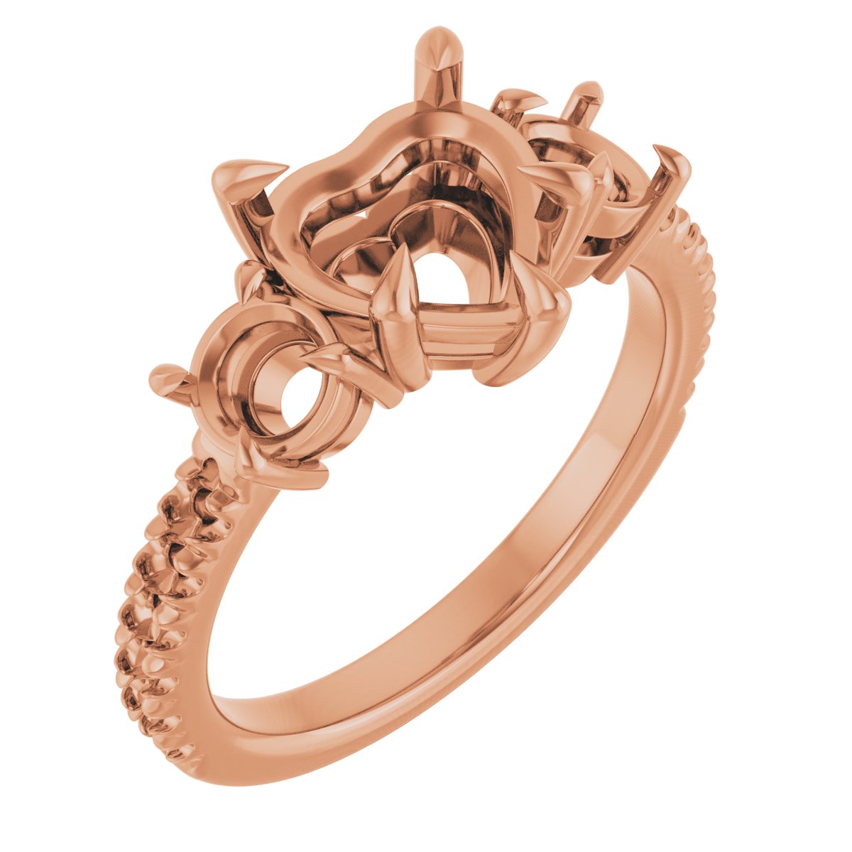 Claw-Prong Three-Stone Engagement Ring