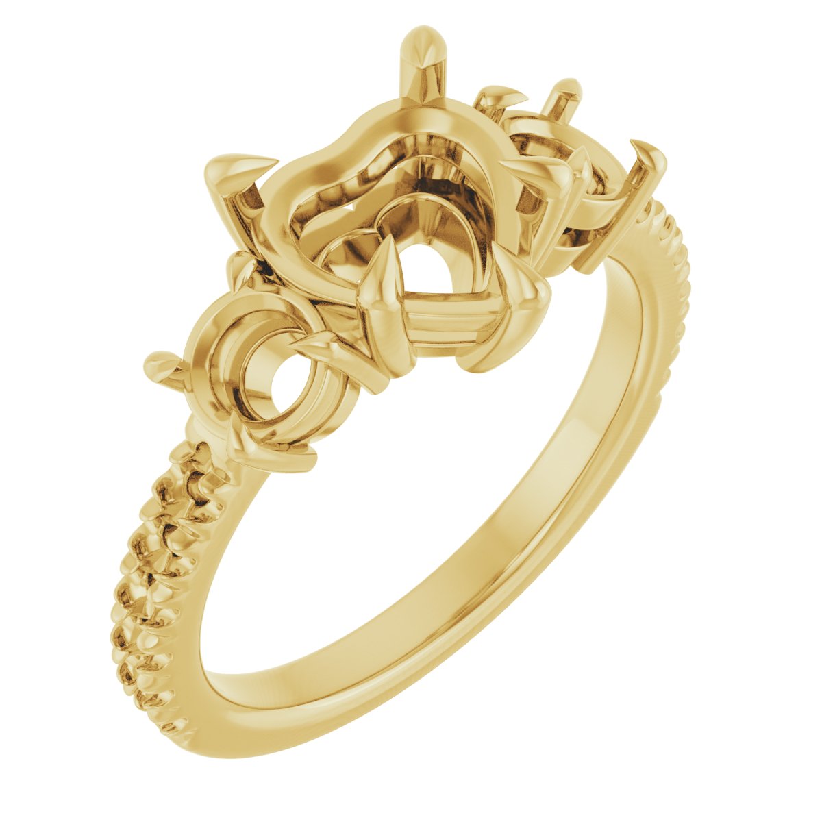 Claw-Prong Three-Stone Engagement Ring